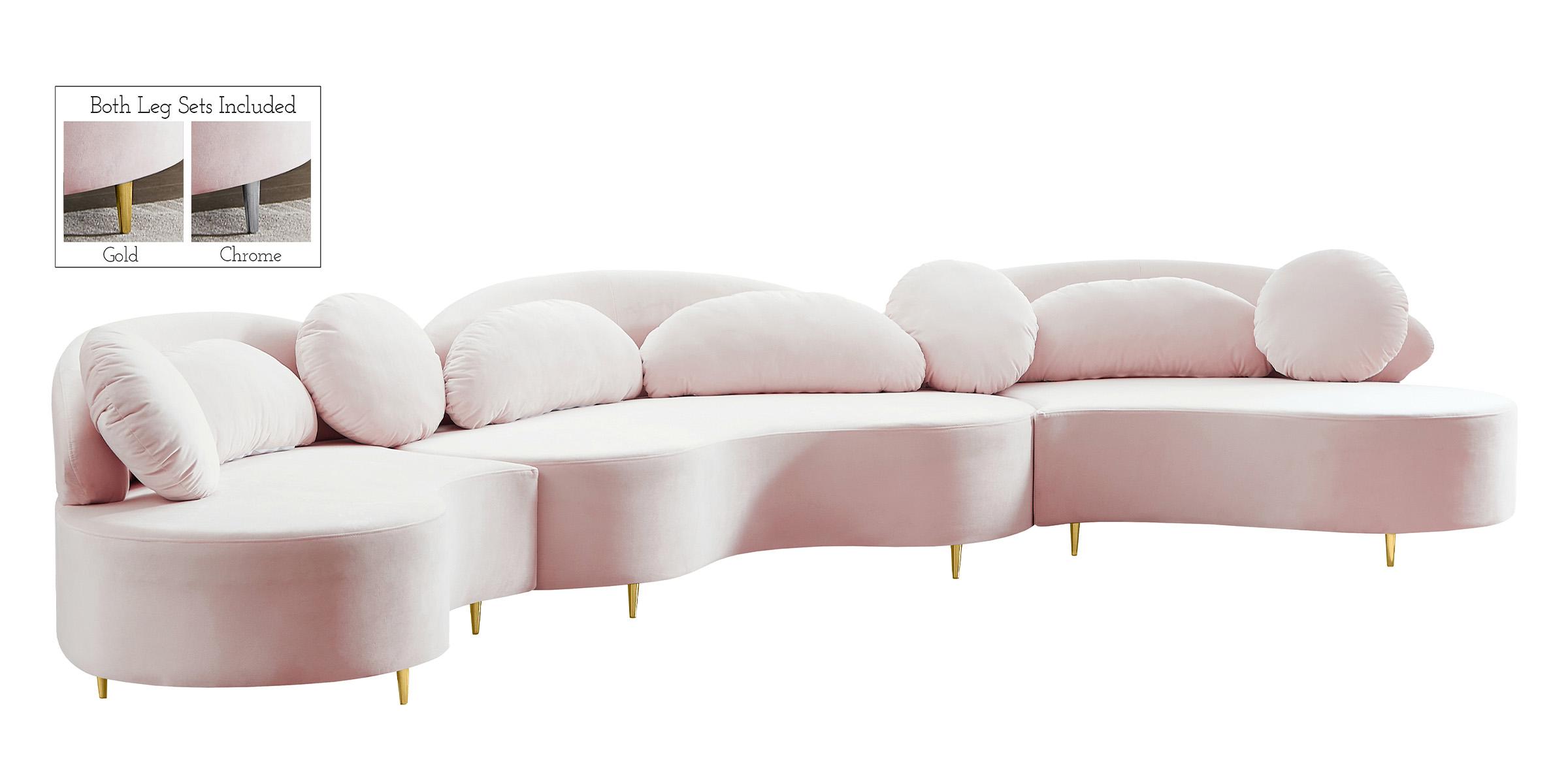 Contemporary, Modern Sectional Sofa Vivacious 632Pink-Sectional 632Pink-Sectional in Pink Velvet
