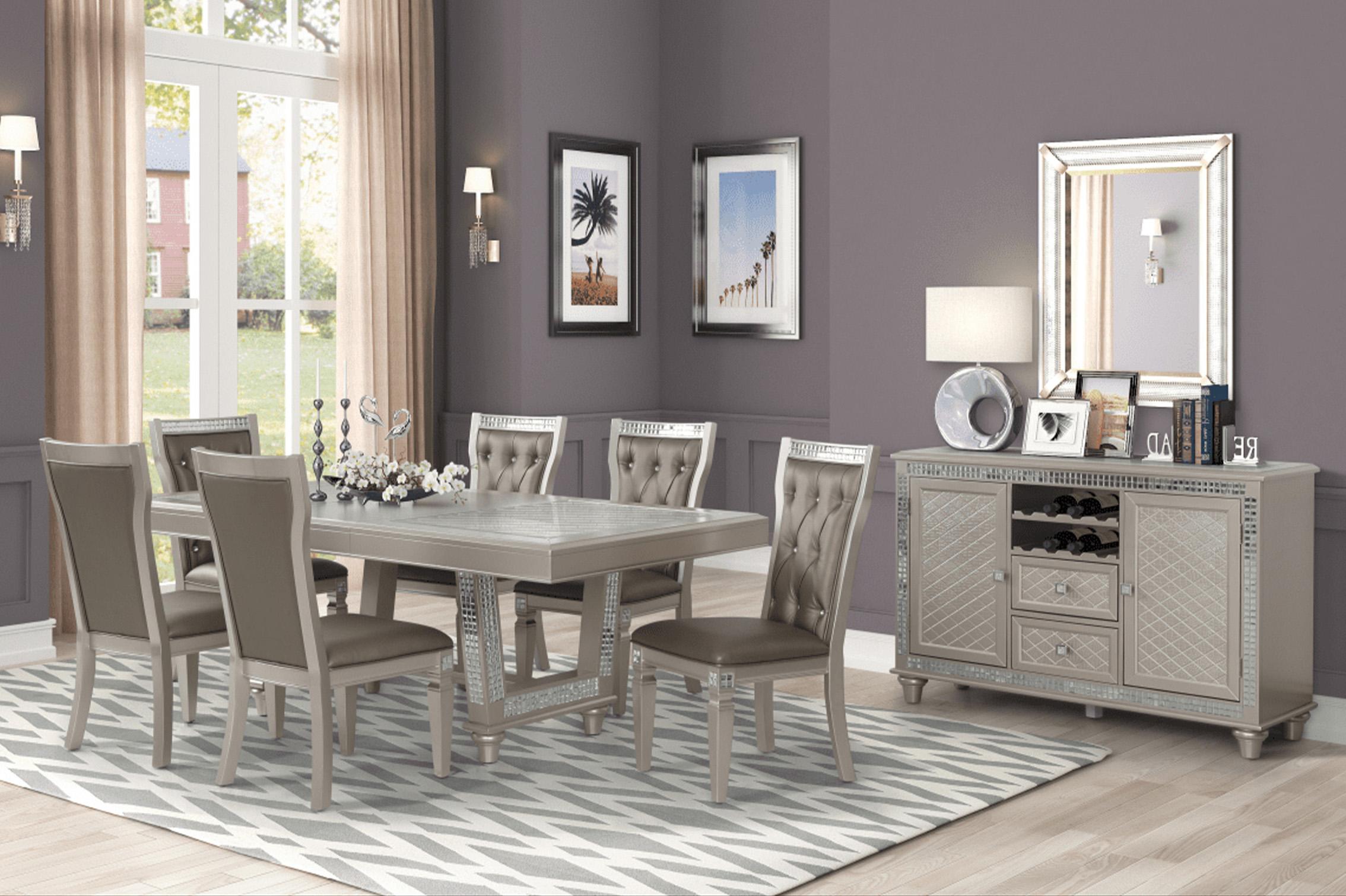 

    
McFerran Furniture D168 Dining Room Set Mirrored/Platinum D168-T-7PC
