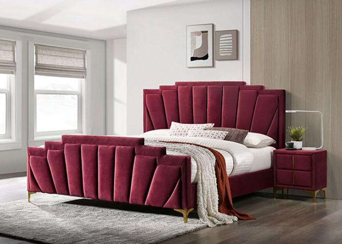 

    
Furniture of America Florizel King Panel Bed CM7411RD-EK Panel Bed Red/Gold CM7411RD-EK

