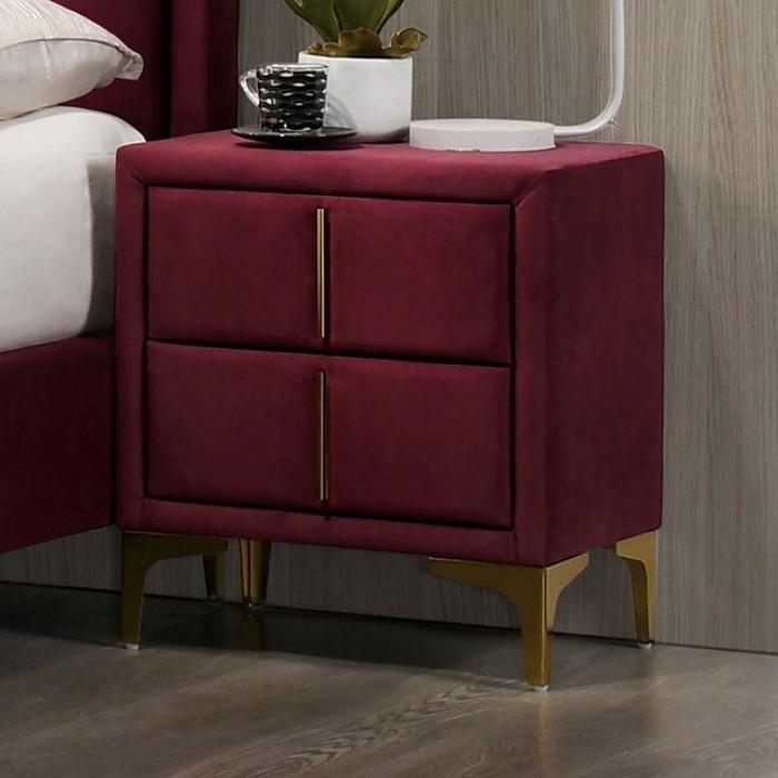 Contemporary Nightstand Florizel Nightstand CM7411RD-N CM7411RD-N in Red, Gold 