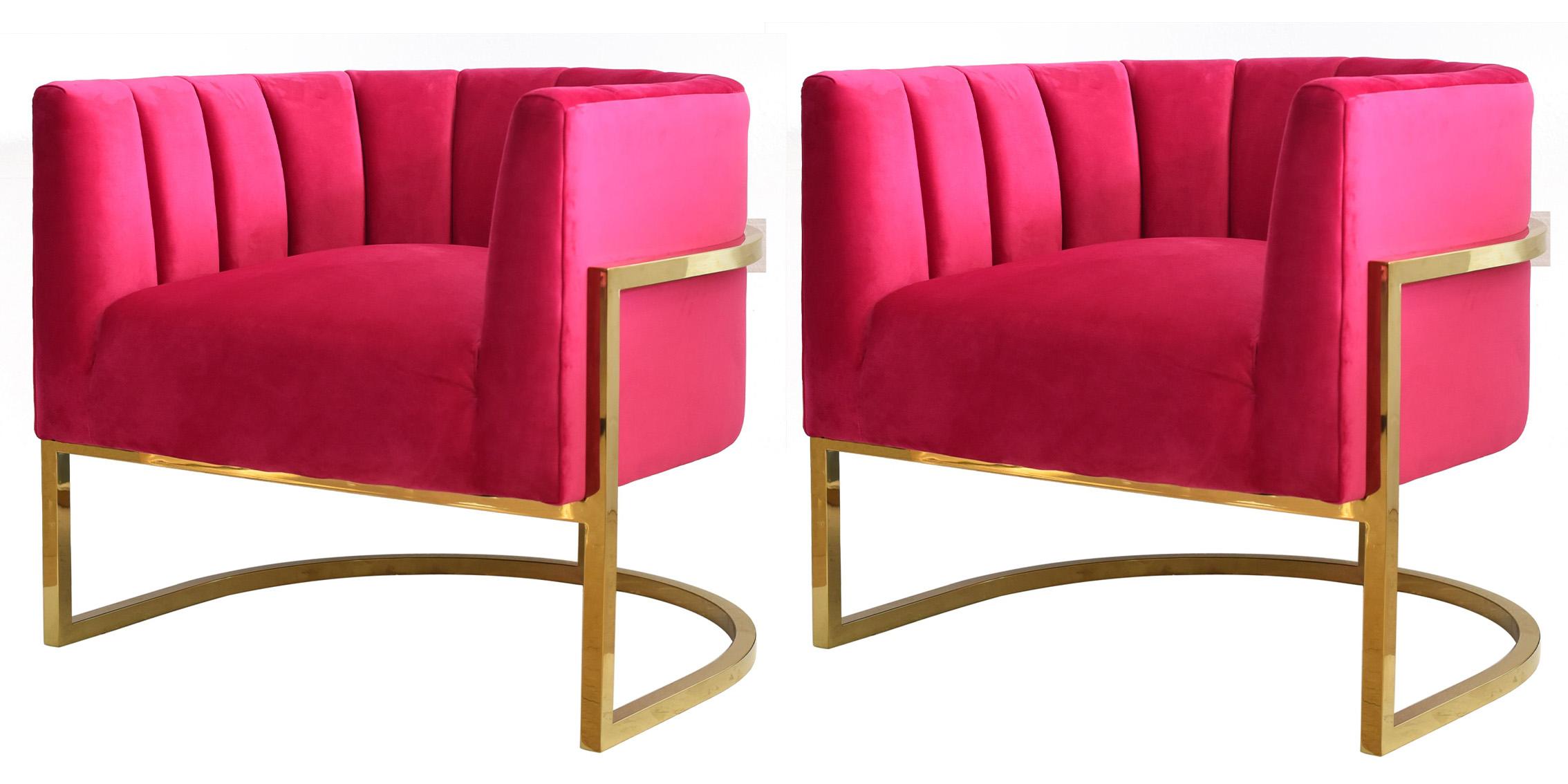 

    
Glam Rose Pink Velvet & Gold Accent Chair Set 2Pcs Modrest Landau VIG Modern
