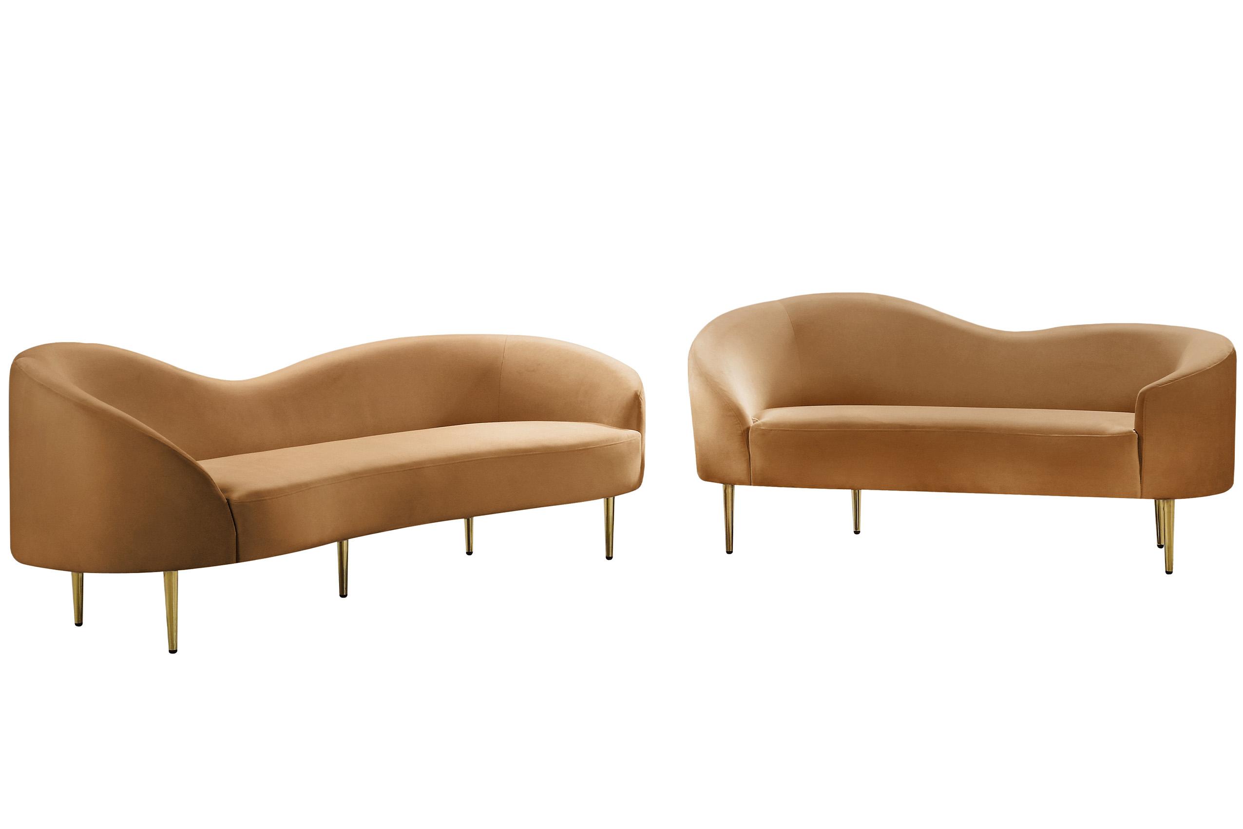

    
Glam Saddle Velvet Sofa Set 2Pcs RITZ 659Saddle-S Meridian Contemporary Modern
