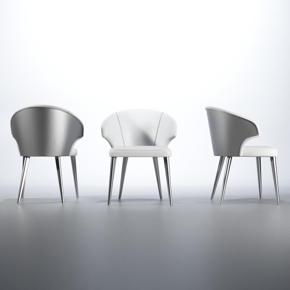 Contemporary, Modern Dining Chair Set Wave WAVECHAIRWHITE-4PC in White, Silver 