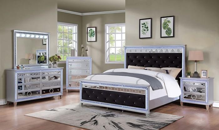 Contemporary Panel Bedroom Set Mairead California King Panel Bedroom Set 3PCS CM7541BK-CK-3PCS CM7541BK-CK-3PCS in Silver, Black 
