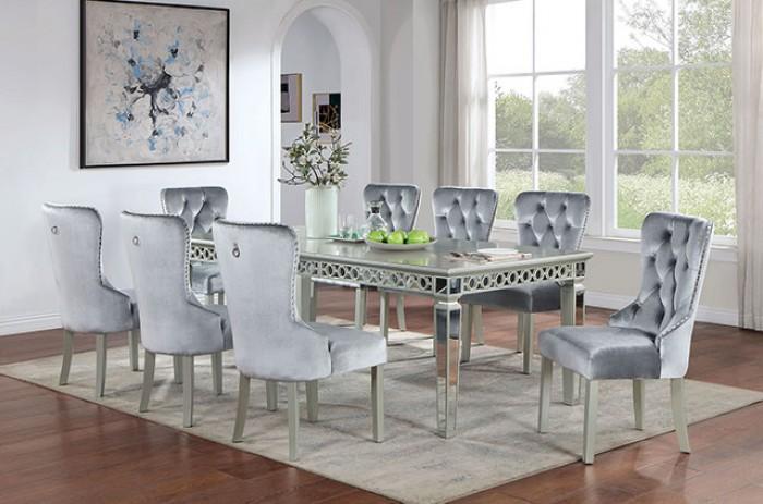 

    
Glam Silver/Dark Gray Solid Wood Dining Room Set 7PCS Furniture of America Adalia CM3241SV-T-7PCS
