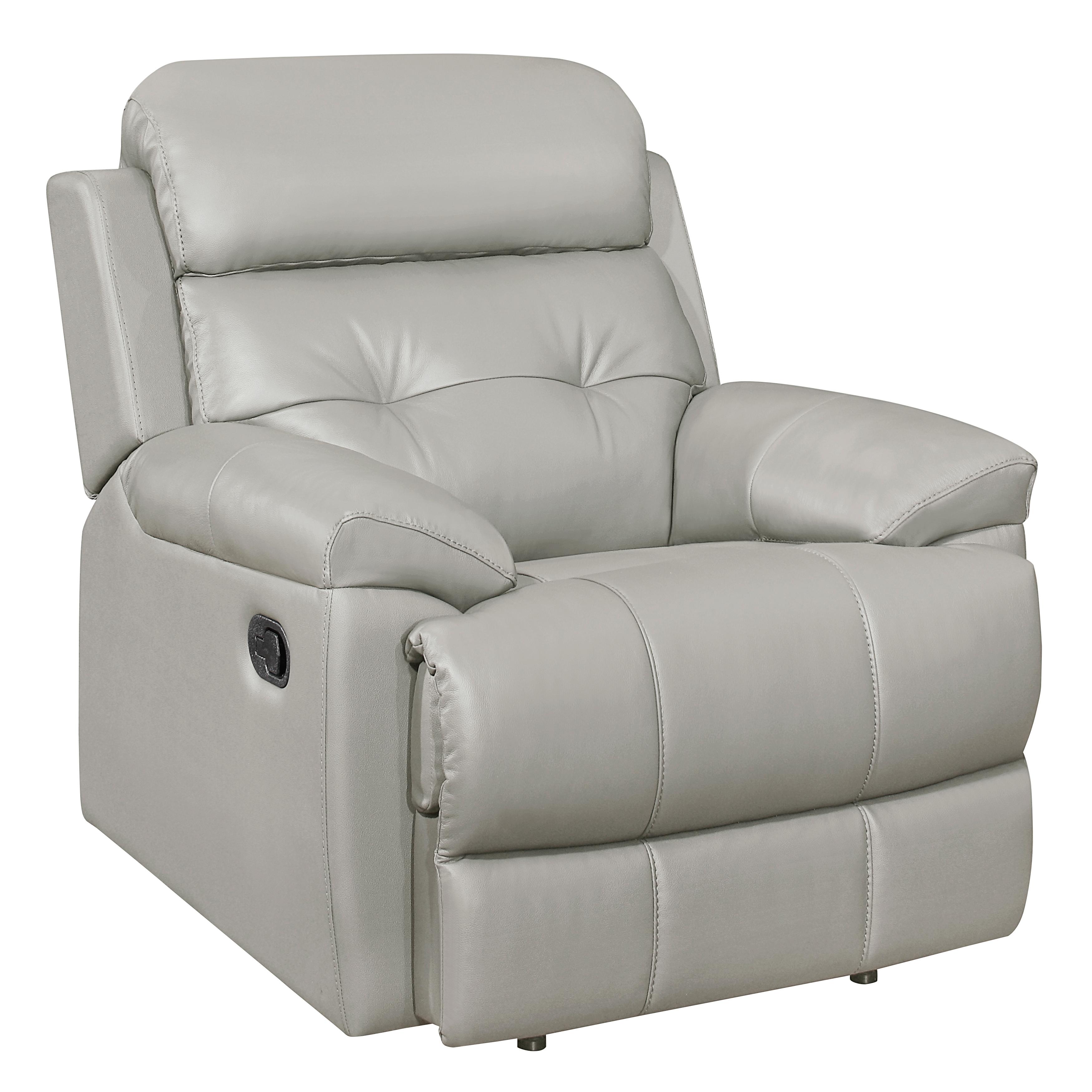 

    
Glam Silver Gray Leather Reclining Chair Homelegance 9529SVE-1 Lambent
