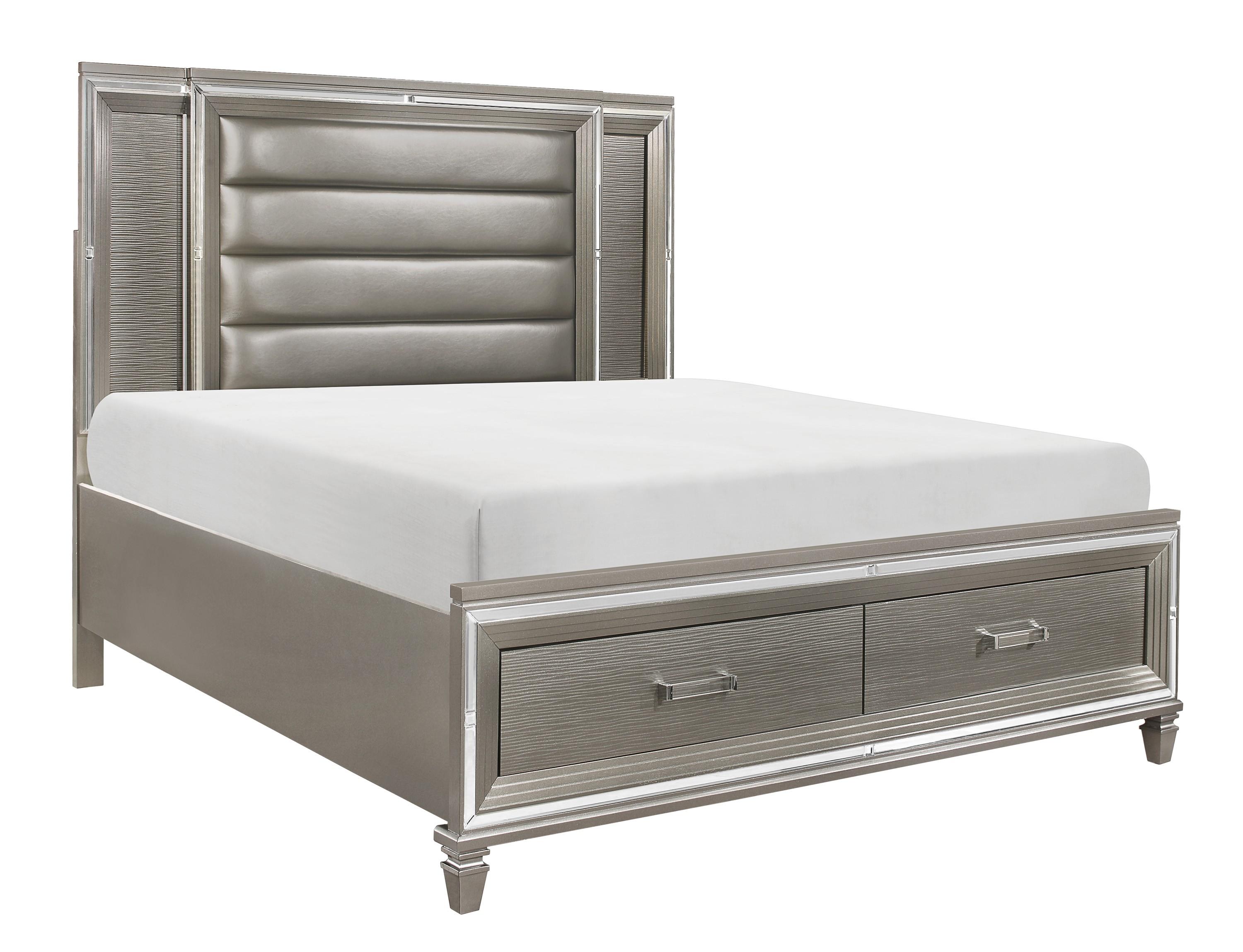 

    
Glam Silver Gray Metallic Wood CAL Bedroom Set 3pcs Homelegance 1616K-1CK* Tamsin
