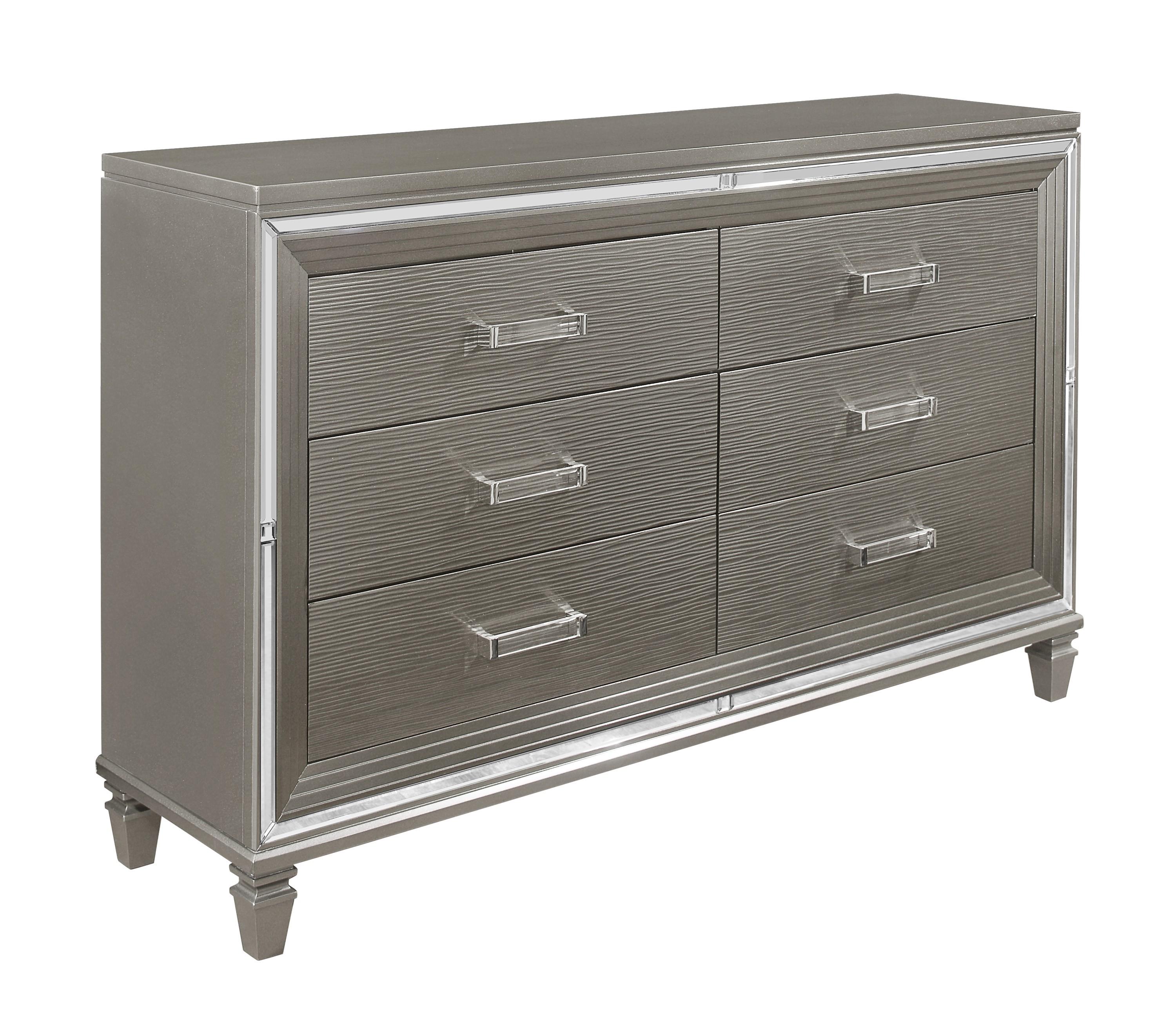 

    
Glam Silver Gray Metallic Wood Dresser Homelegance 1616-5 Tamsin
