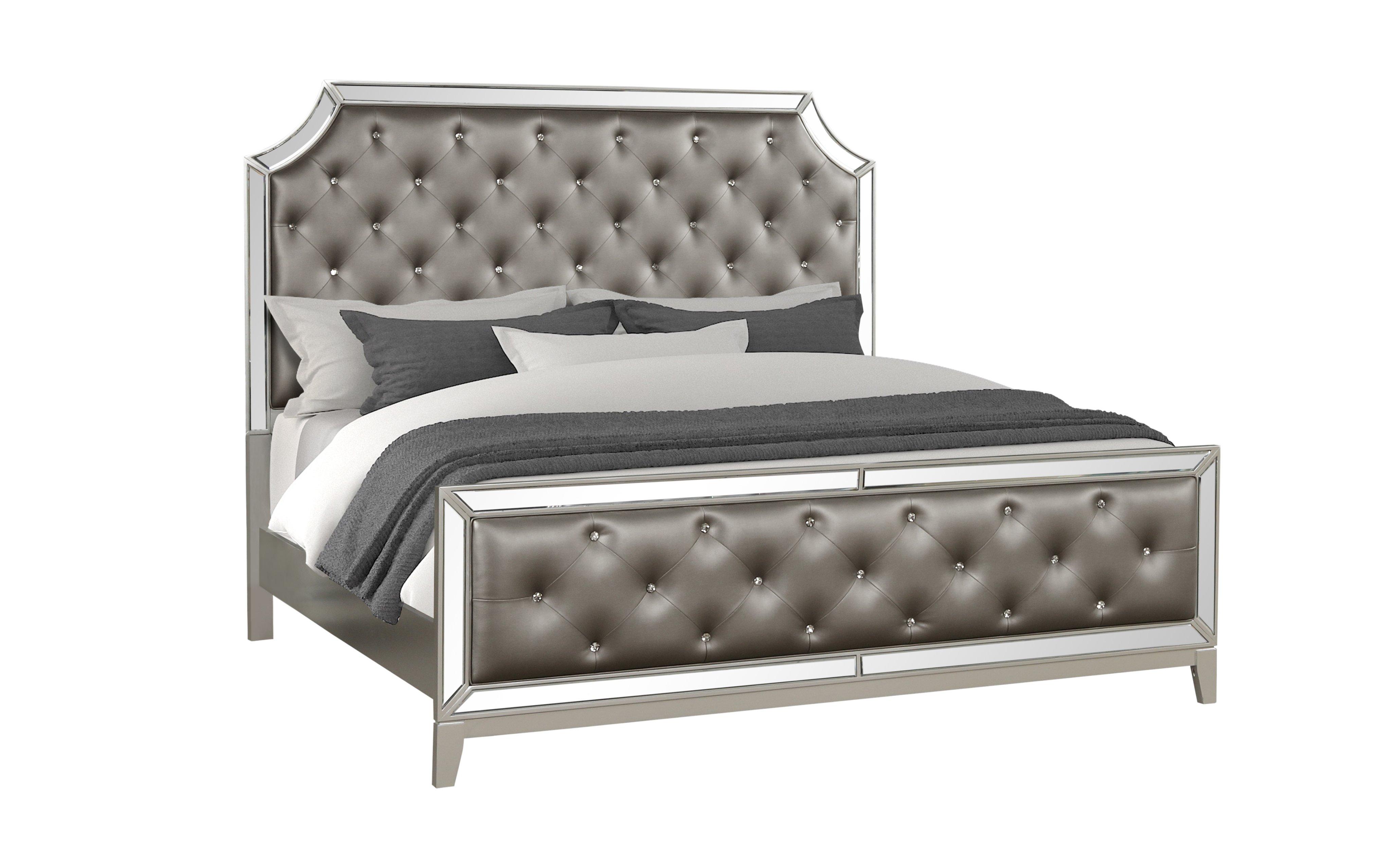 Contemporary, Modern Panel Bed HARMONY GHF-808857767042 in Silver, Gray Eco-Leather