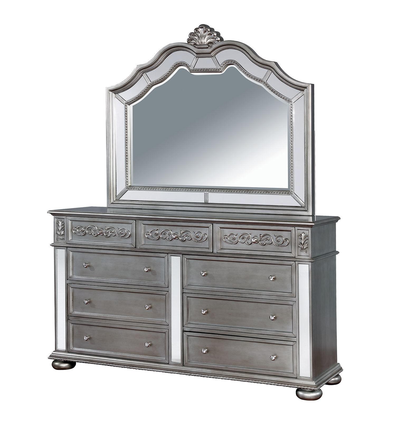 Modern Dresser w/Mirror CM7194D*M-2PC Azha CM7194D*M-2PC in Silver 