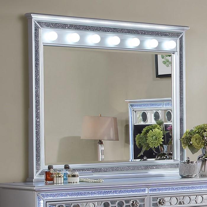 

    
Glam Silver Solid Wood Dresser With Mirror 2PCS Furniture of America Mairead CM7541D-D-2PCS
