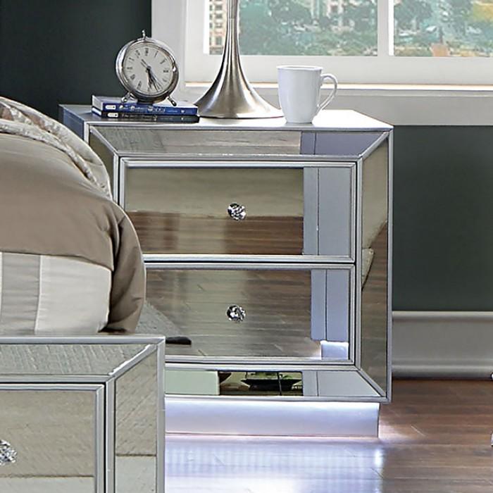 

    
Glam Silver Solid Wood Nightstand Furniture of America Belladonna CM7417SV-N
