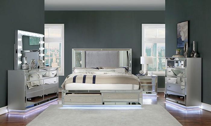 

    
Glam Silver Solid Wood Queen Storage Bedroom Set 5PCS Furniture of America Belladonna CM7417SV-Q-5PCS
