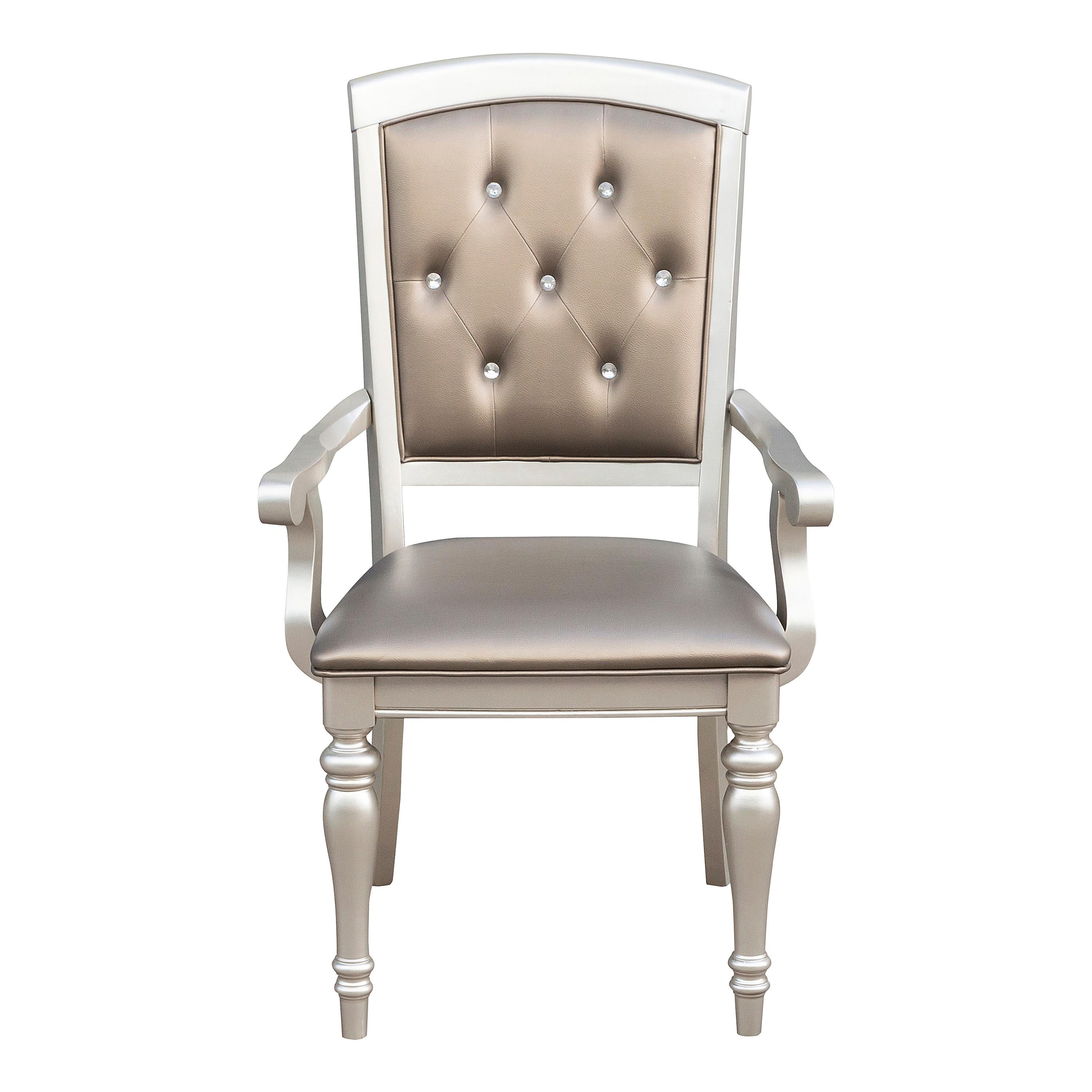 Modern Arm Chair Set 5477NA Orsina 5477NA in Silver Faux Leather