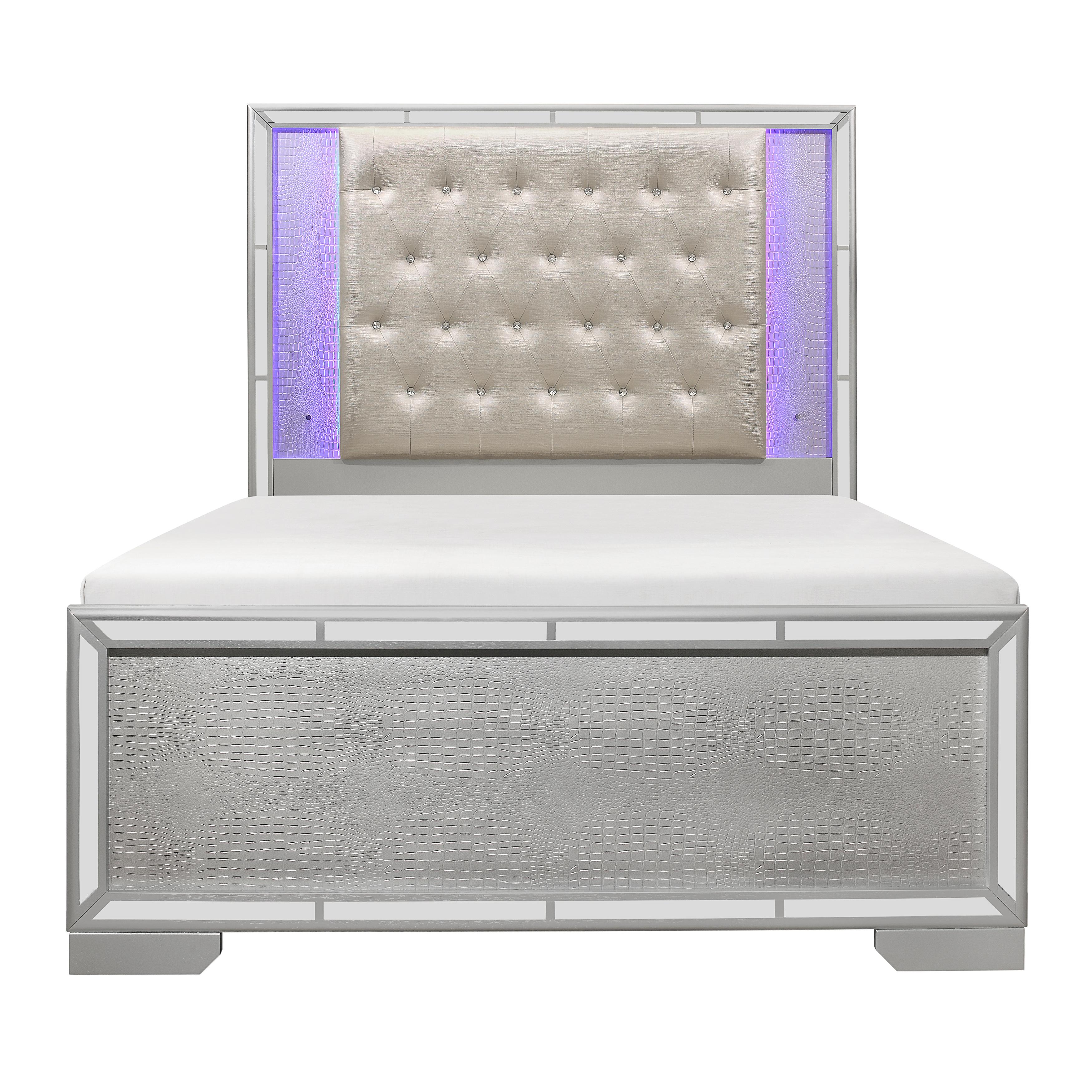 Modern Bed 1428SVK-1CK* Aveline 1428SVK-1CK* in Silver Faux Leather