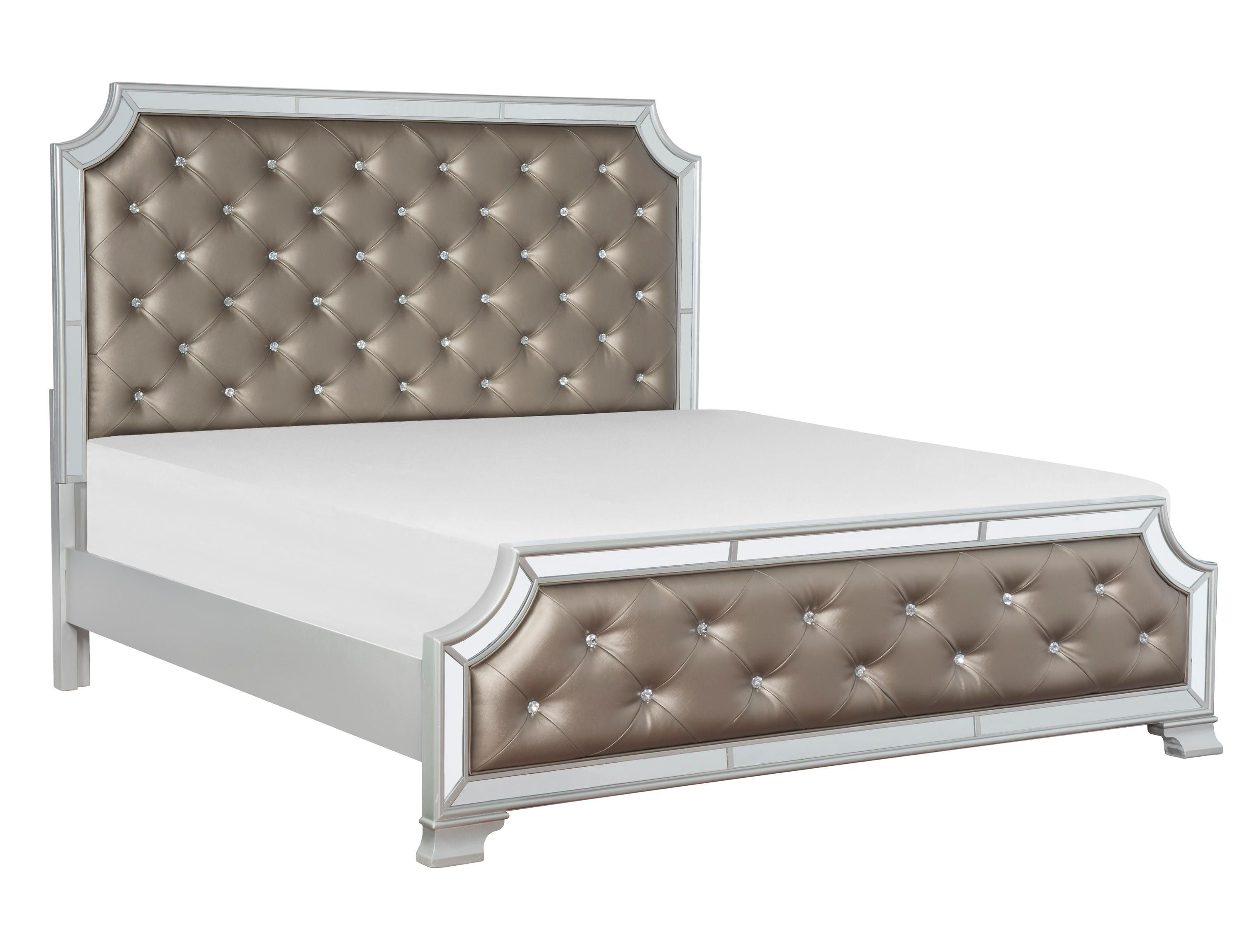 Modern Bed 1646K-1CK* Avondale 1646K-1CK* in Silver Faux Leather