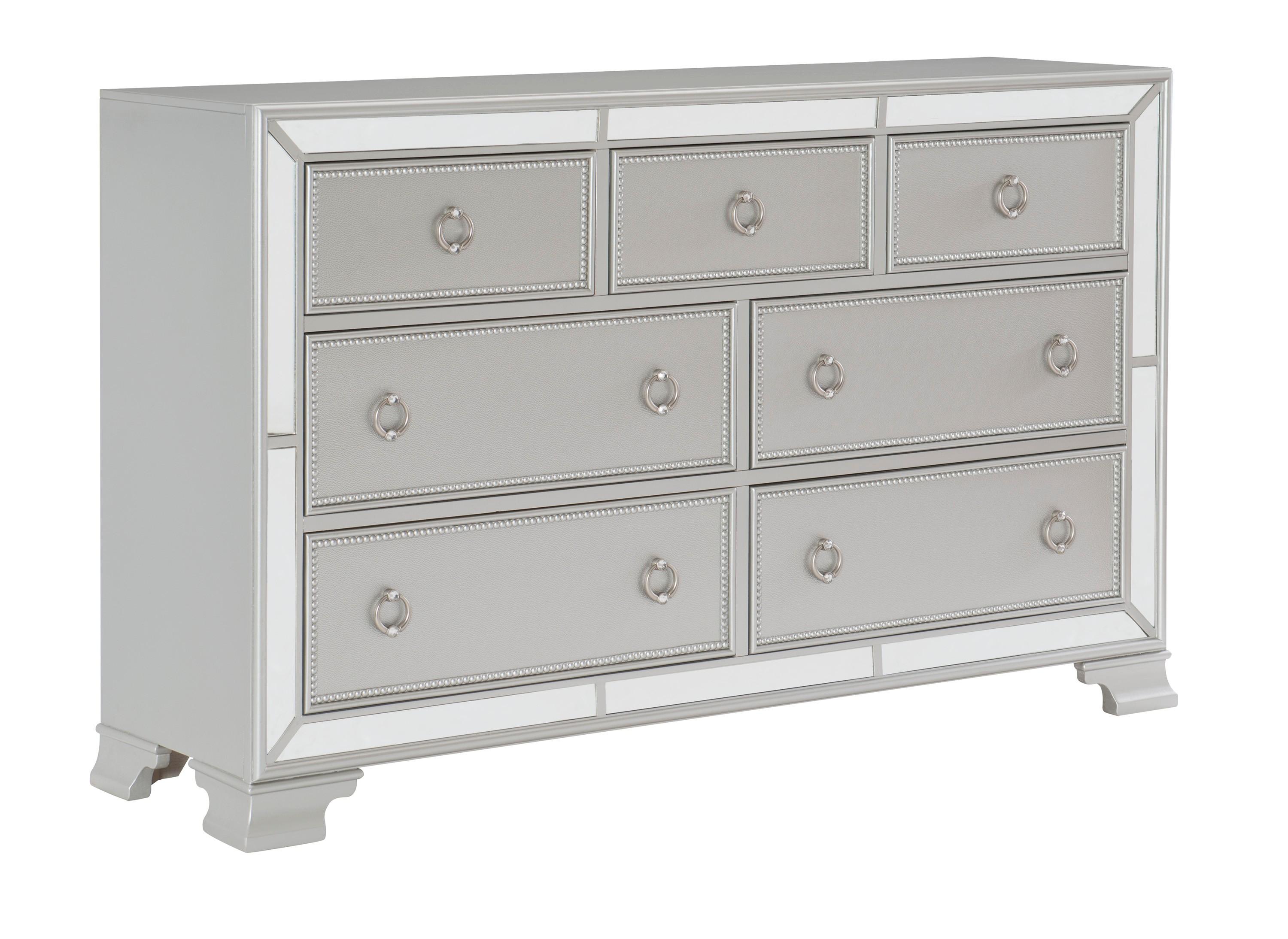 

    
Glam Silver Wood Dresser w/Mirror Homelegance 1646-5*6 Avondale
