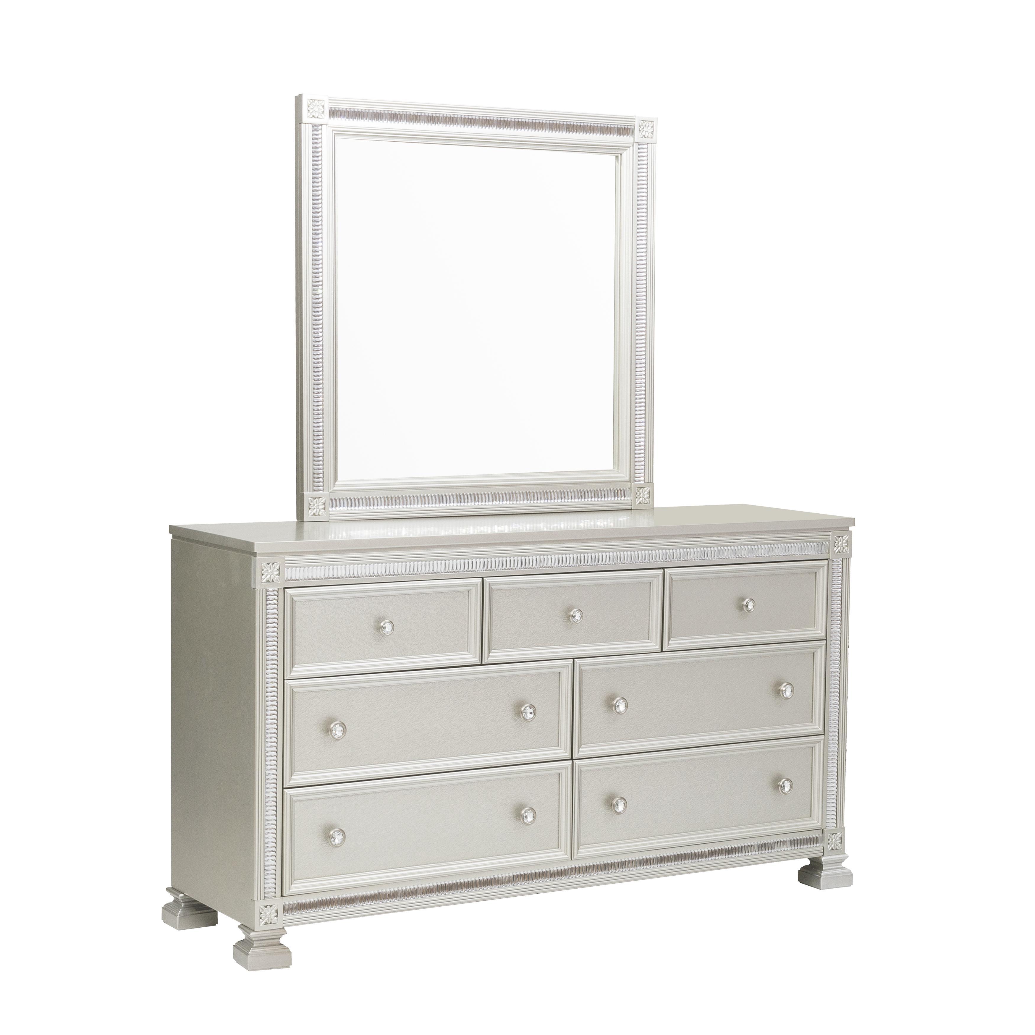 Modern Dresser w/Mirror 1958-5*6-2PC Bevelle 1958-5*6-2PC in Silver 