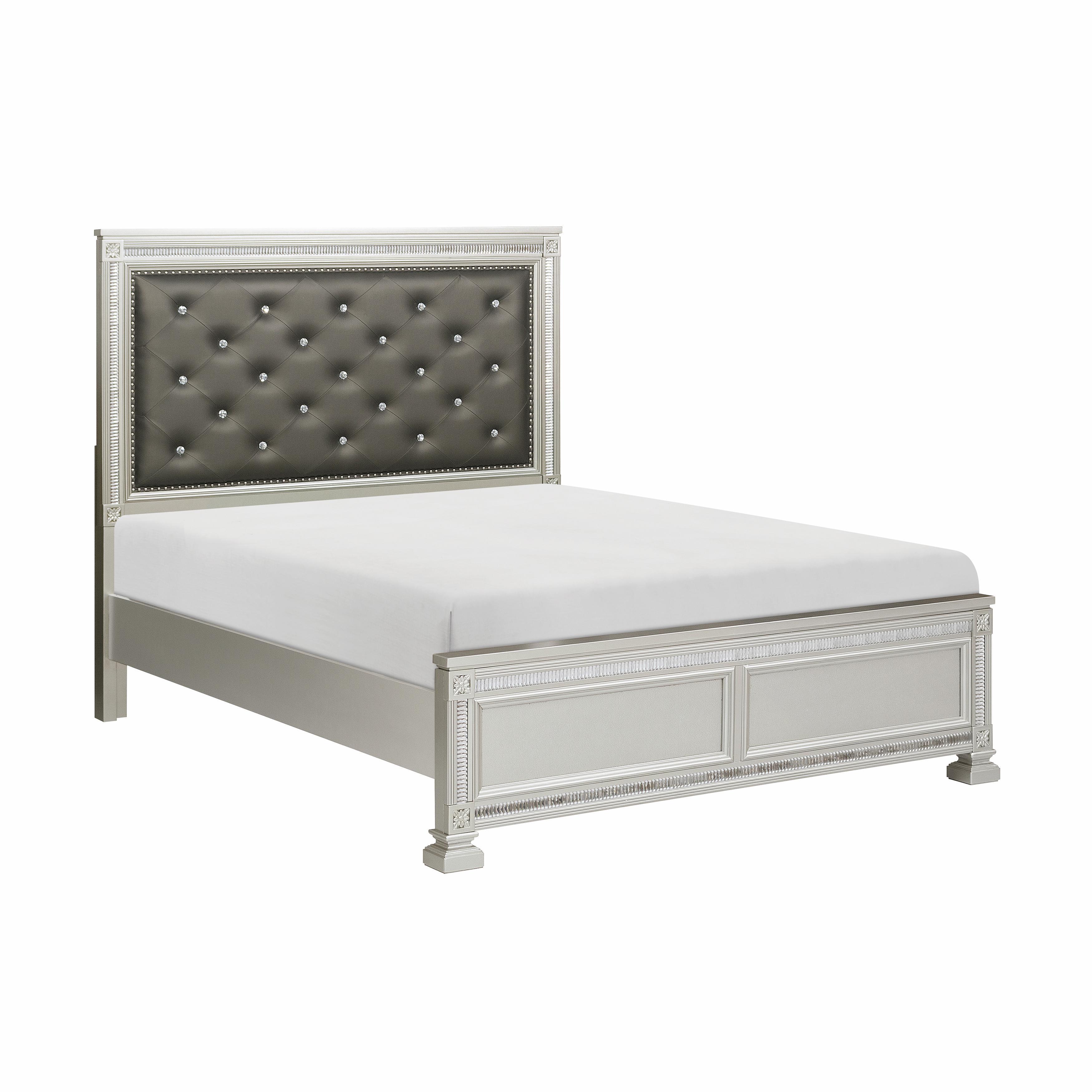 Modern Bed 1958-1* Bevelle 1958-1* in Silver Faux Leather