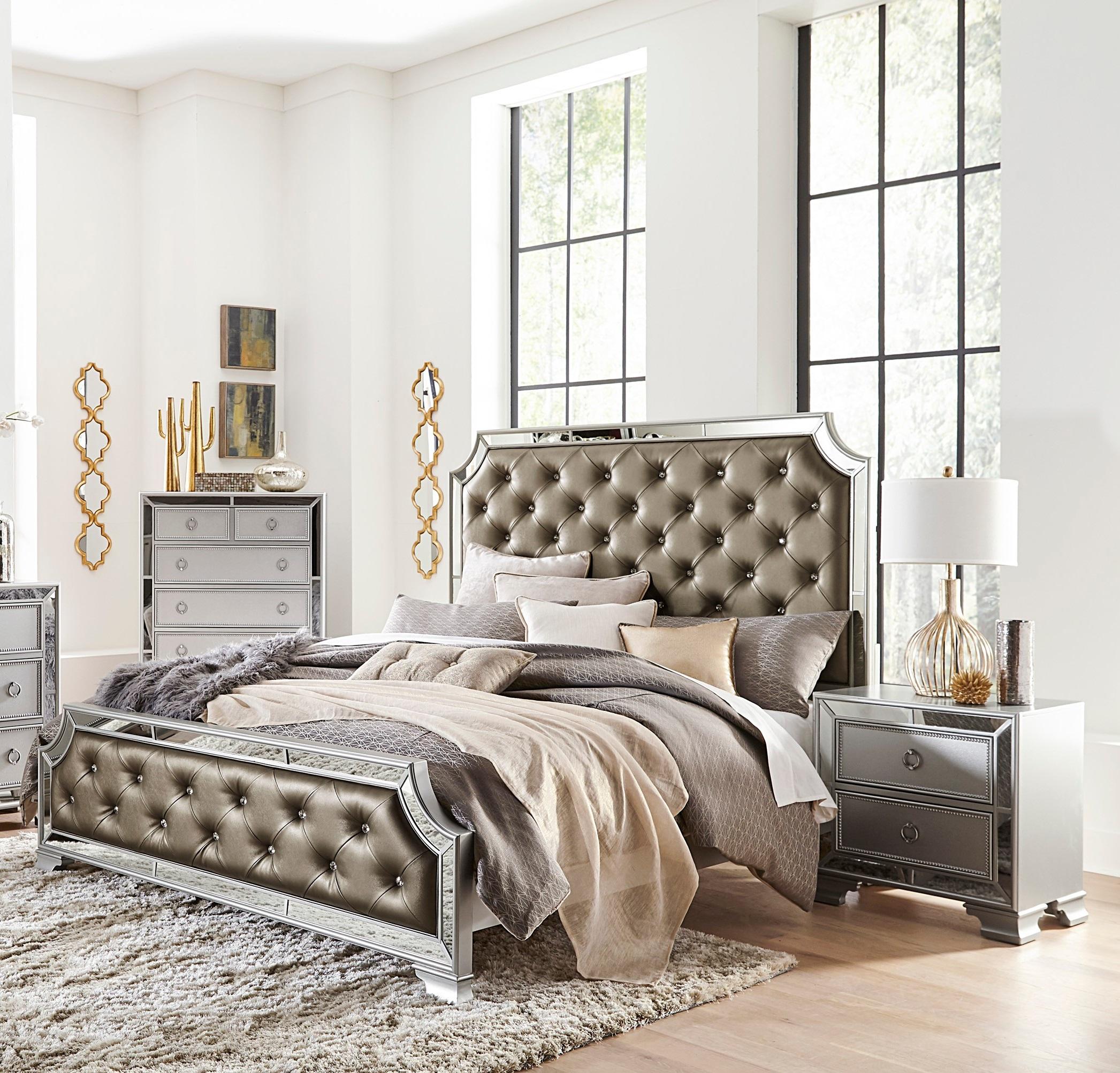 Modern Bedroom Set 1646-1-3PC Avondale 1646-1-3PC in Silver Faux Leather