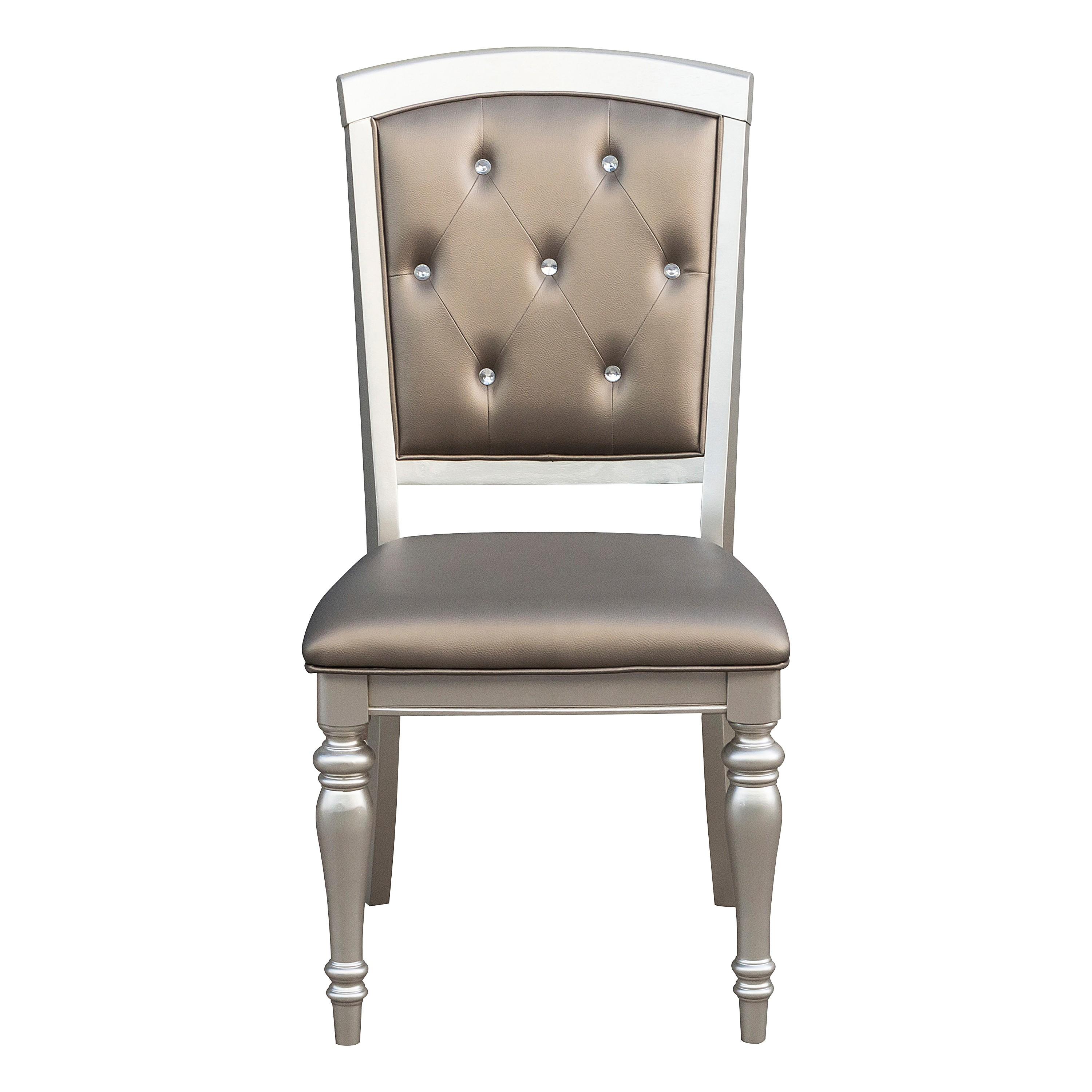 

    
Glam Silver Wood Side Chair Set 2pcs Homelegance 5477NS Orsina
