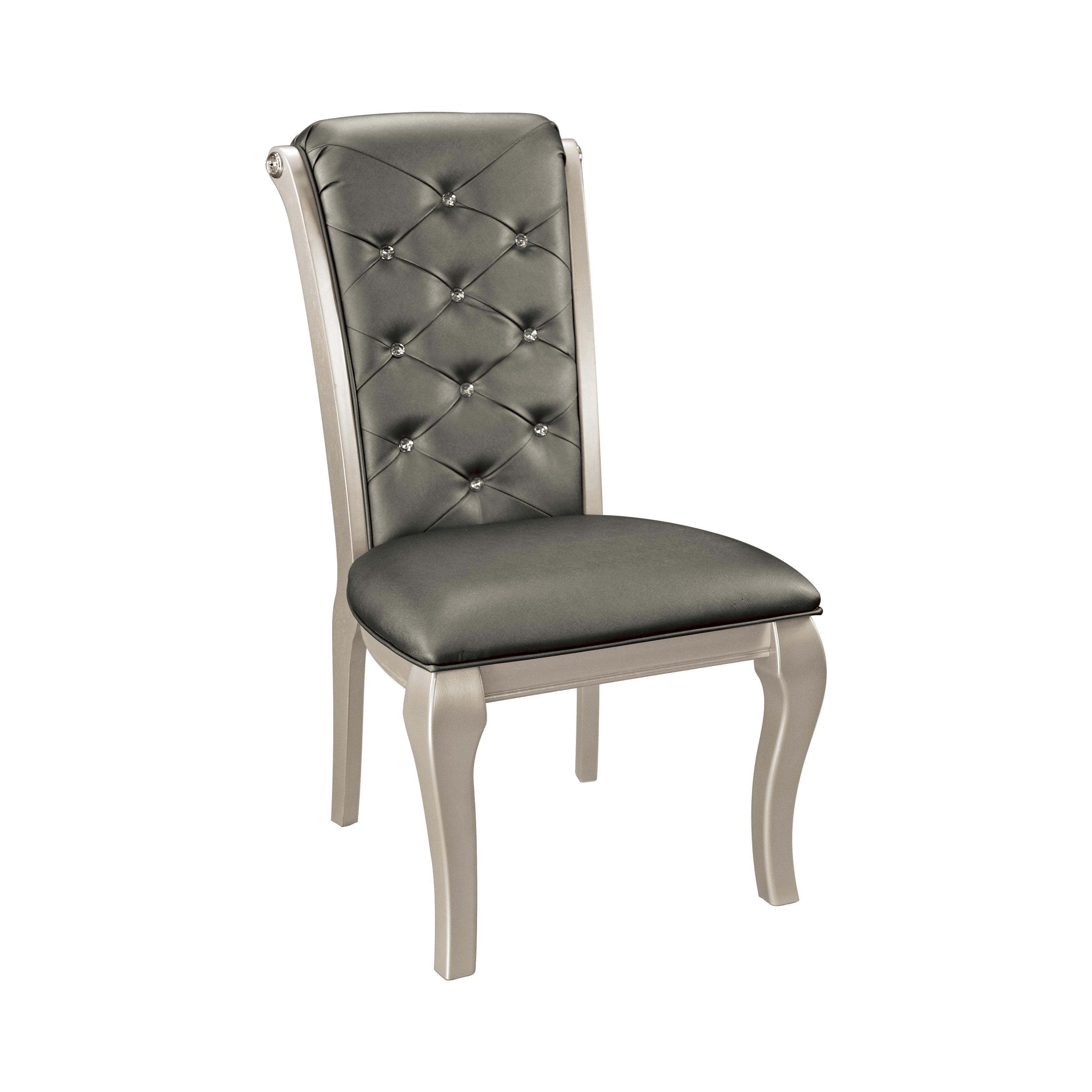 Modern Side Chair Set 5546S Crawford 5546S in Silver Faux Leather
