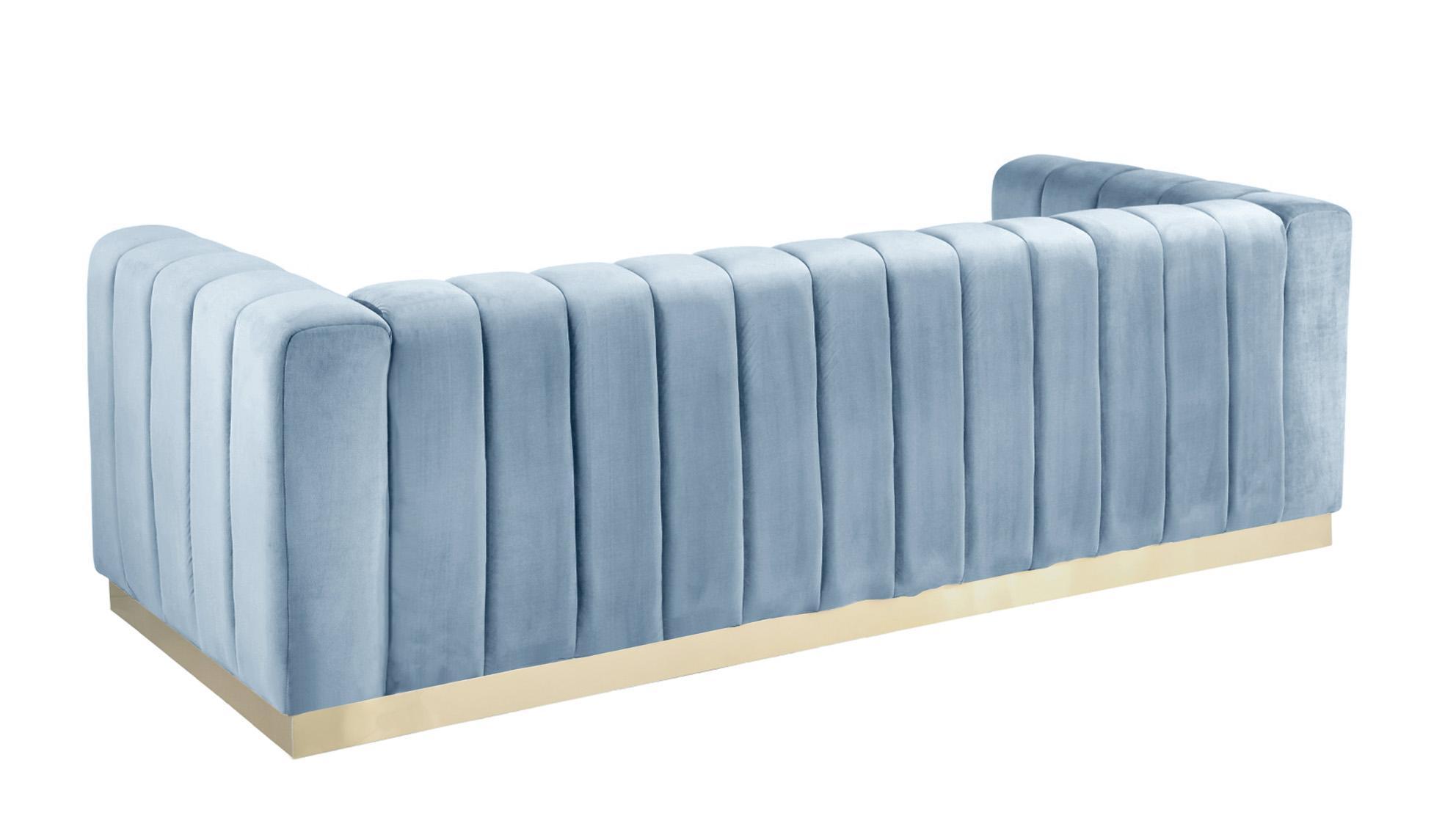 

        
Meridian Furniture MARLON 603SkyBlu-S-Set-2 Sofa Set Light Blue/Gold Velvet 704831408607
