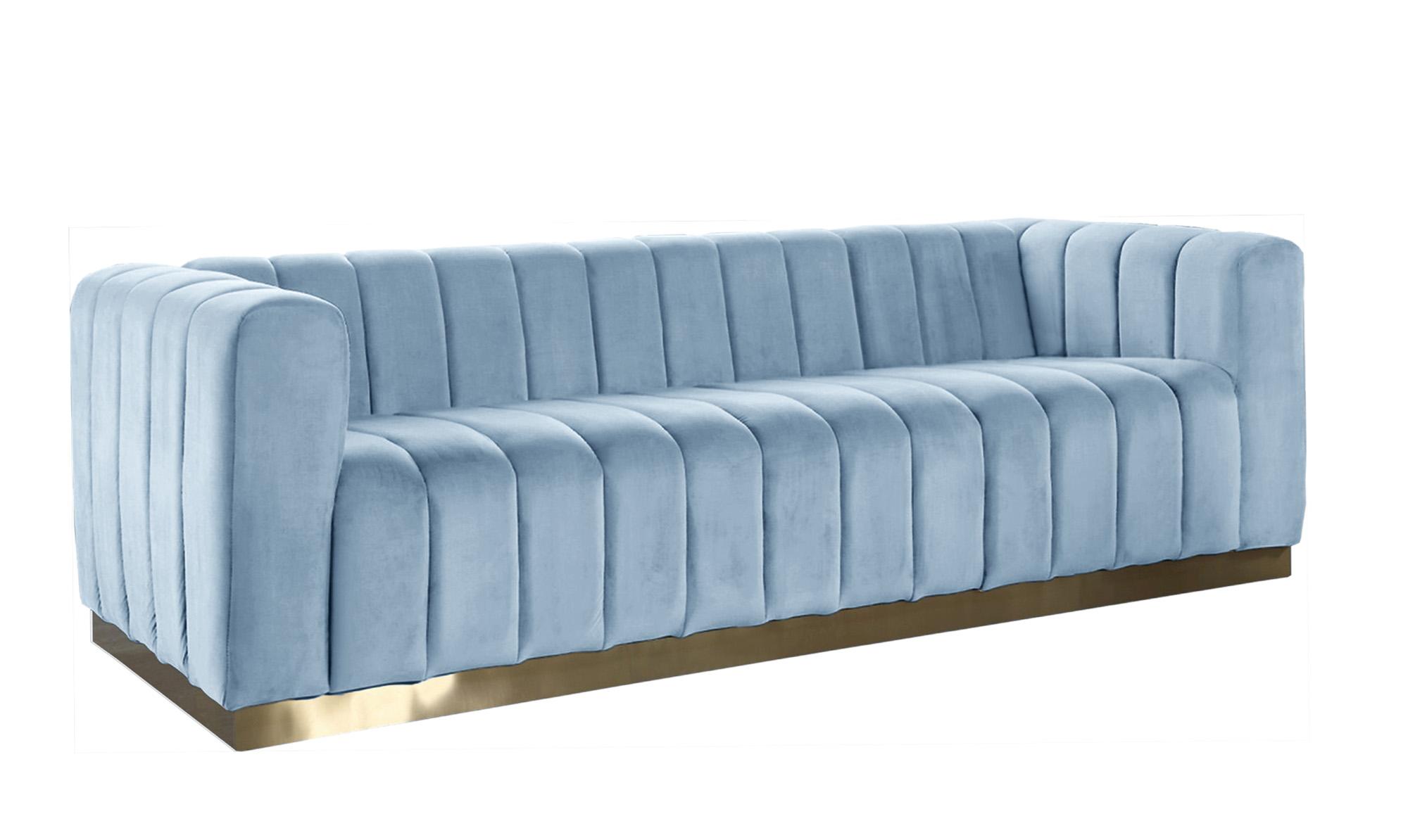 

    
Glam Sky Blue Velvet Tufted Sofa Set 3Pcs MARLON 603SkyBlu-S Meridian Modern
