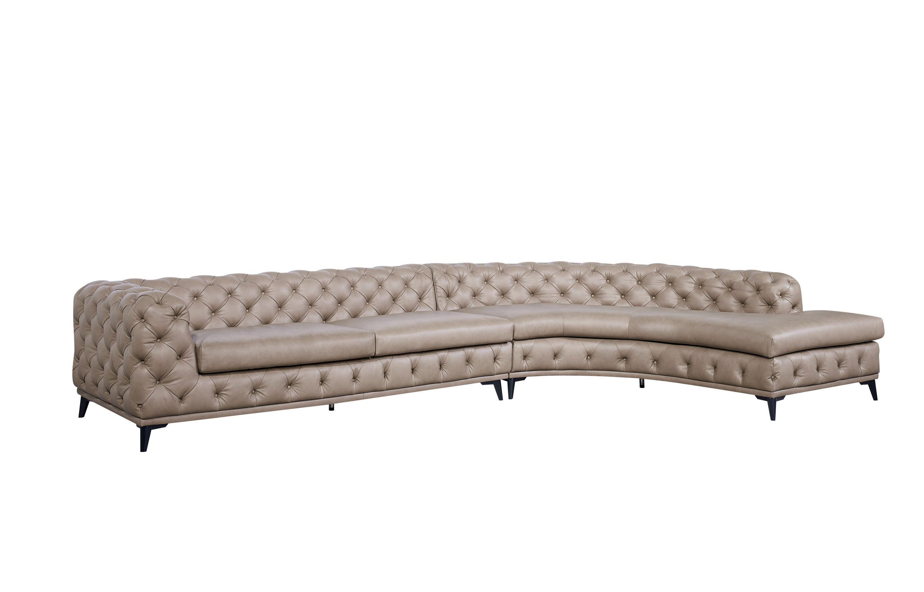 Contemporary, Modern Sectional Sofa Kohl VGEV2179-TAN-RAF-SECT in Tan Leather