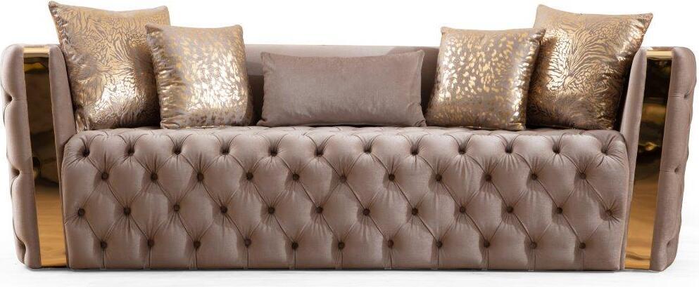 

    
 Order  Taupe Velvet Button Tufted Sofa Set 2Pcs Naomi Galaxy Home Modern
