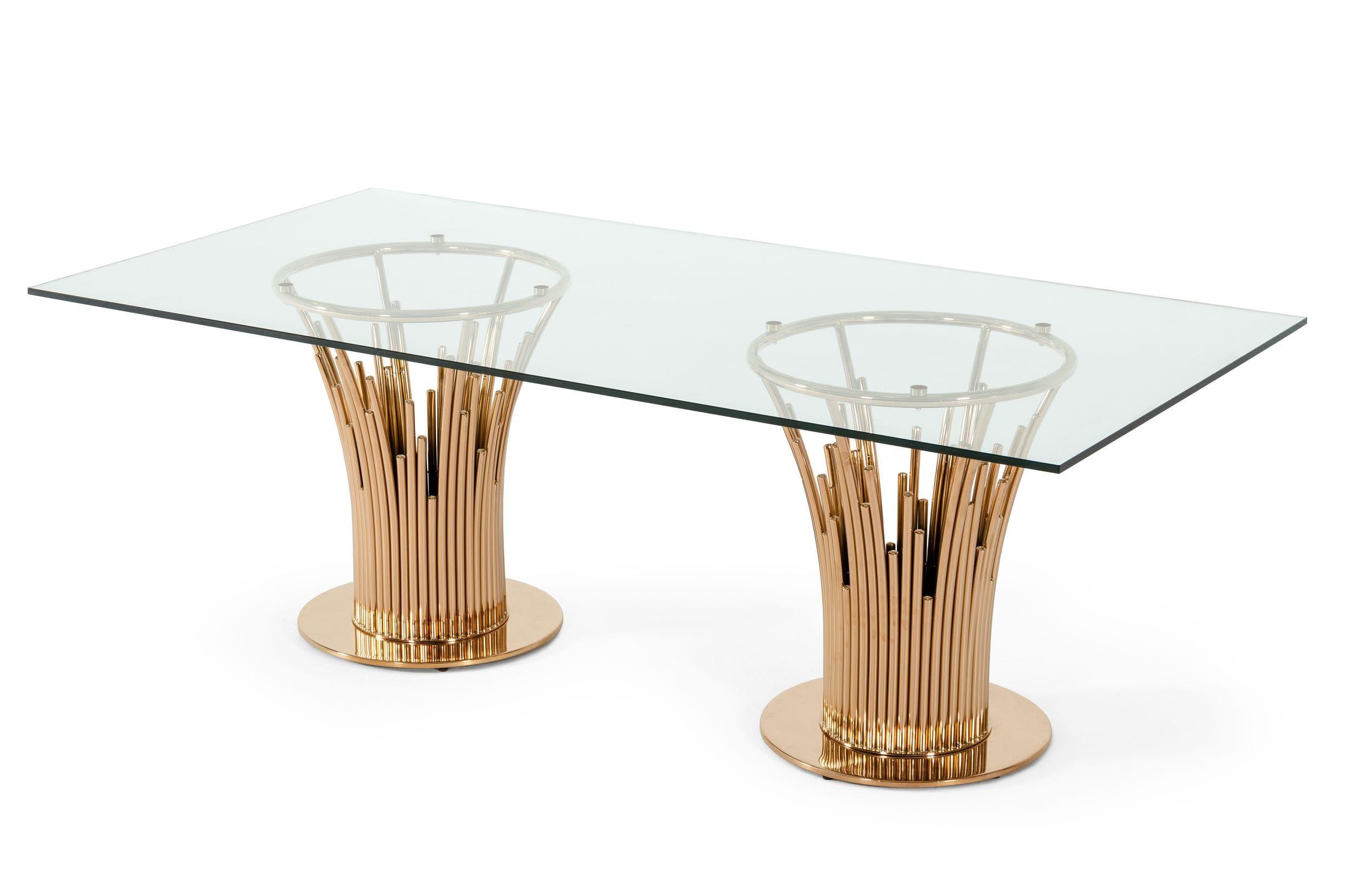 

    
Modern Glass & Rosegold Dining Table by VIG Modrest Paxton
