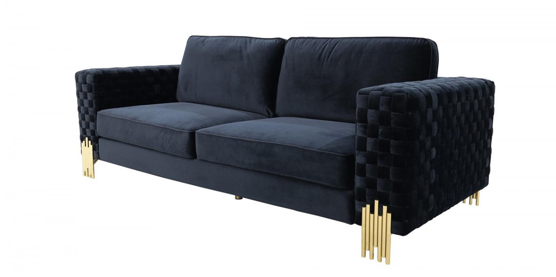 

    
Glam Velvet Black & Gold Sofa Set 3 VIG Divani Casa Lori Modern Made In Italy

