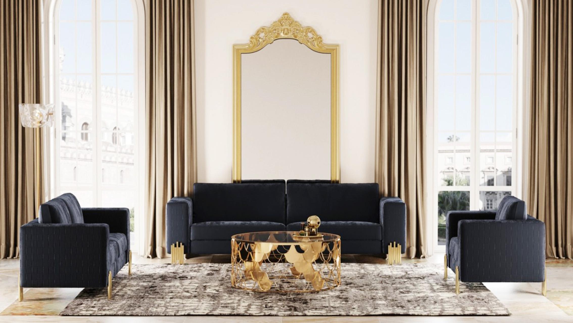 

    
 Order  Glam Velvet Black & Gold Sofa Set 3 VIG Divani Casa Lori Modern Made In Italy
