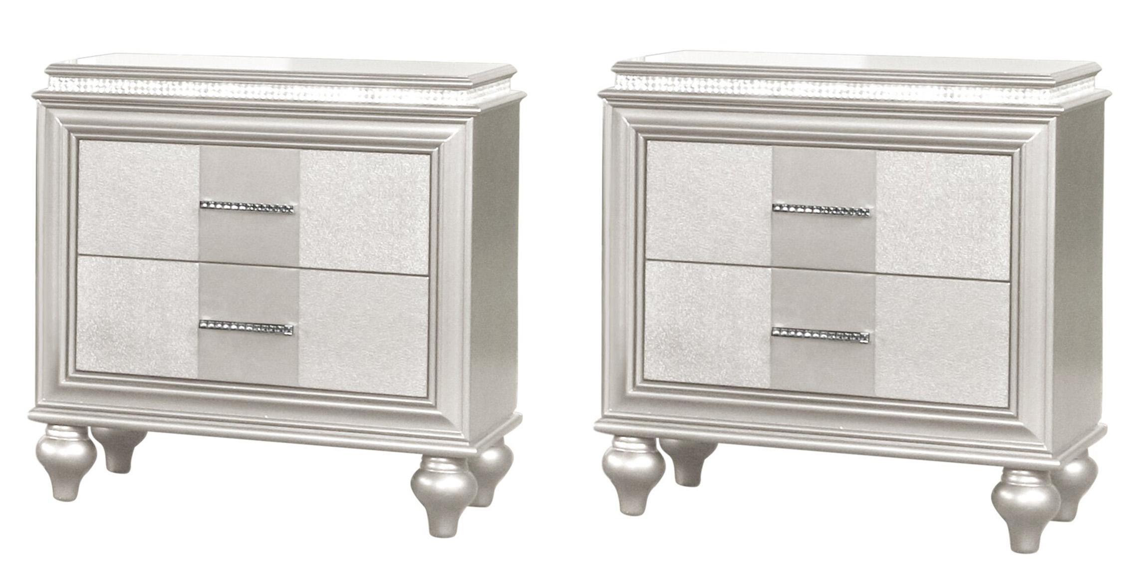 

    
Glam White 2 Drawer Nightstand Set 2P GINGER Galaxy Home Contemporary Modern
