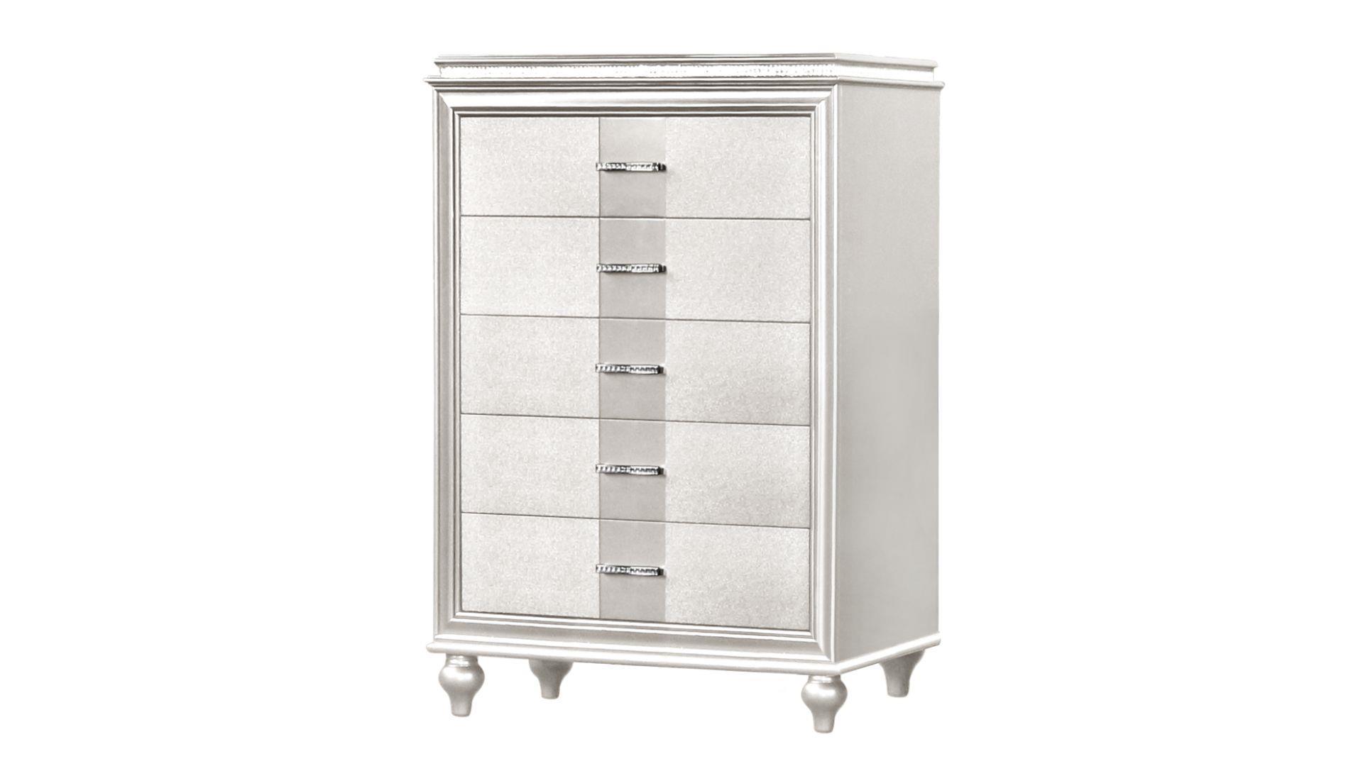 

    
Glam White 5 Drawer Chest GINGER Galaxy Home Contemporary Modern
