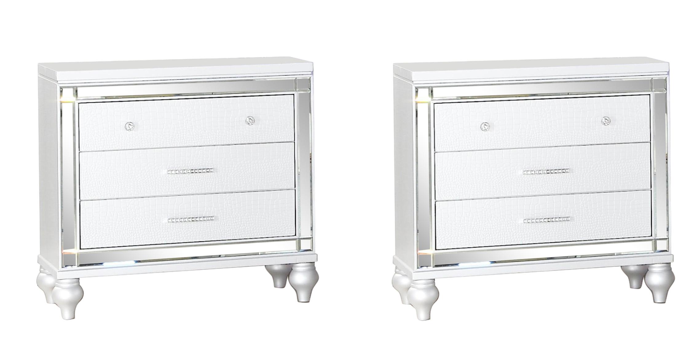 Contemporary, Modern Nightstand Set STERLING White STERLING-White-N-2PC in White 