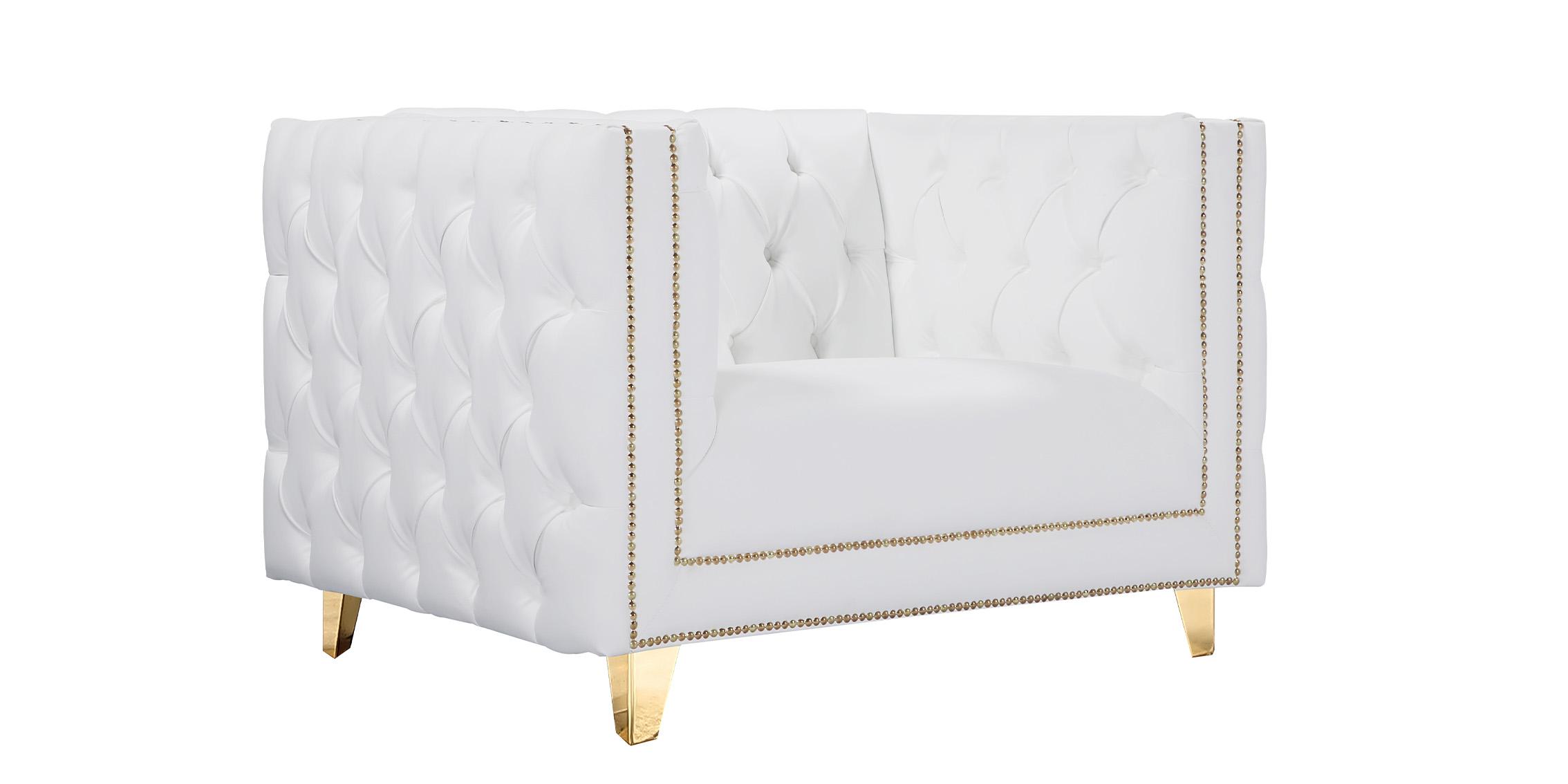 Contemporary, Modern Arm Chair MICHELLE 651White-C 651White-C in White, Gold Faux Leather