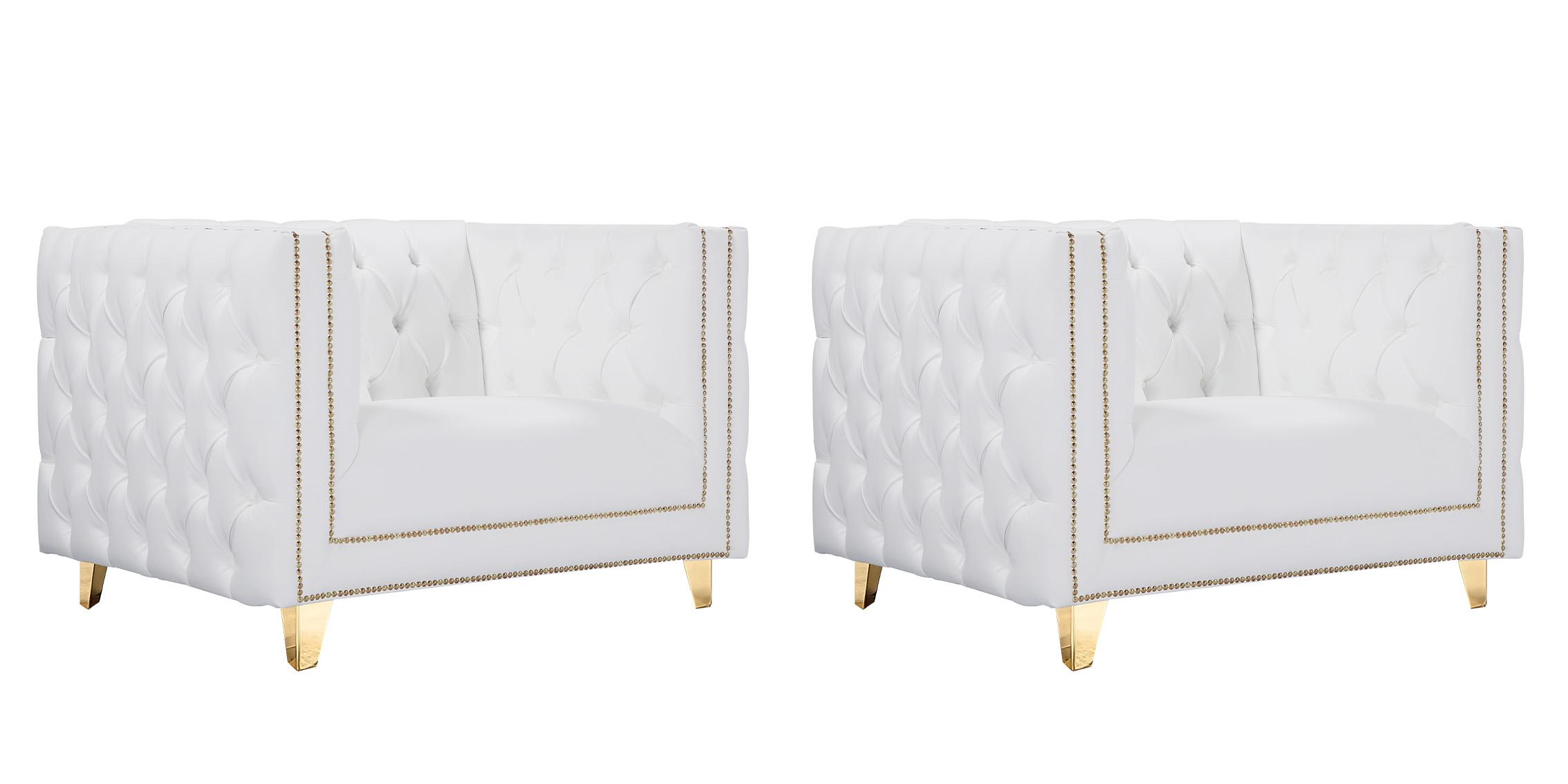 

    
Glam White Faux Leather Chair Set 2Pcs MICHELLE 651White-C Meridian Modern
