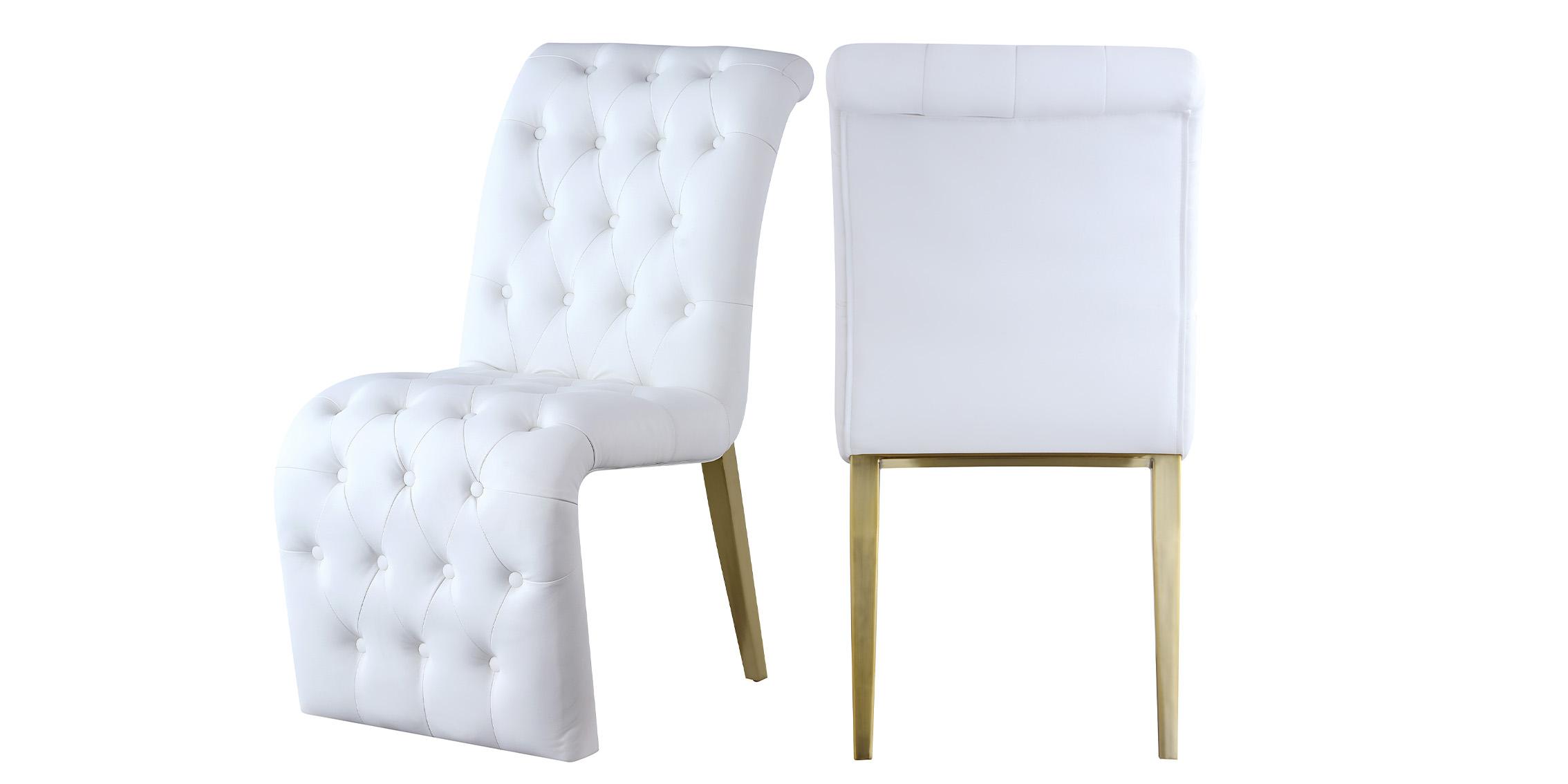 Contemporary, Modern Dining Chair Set CURVE 920White-C 920White-C in White, Gold Faux Leather