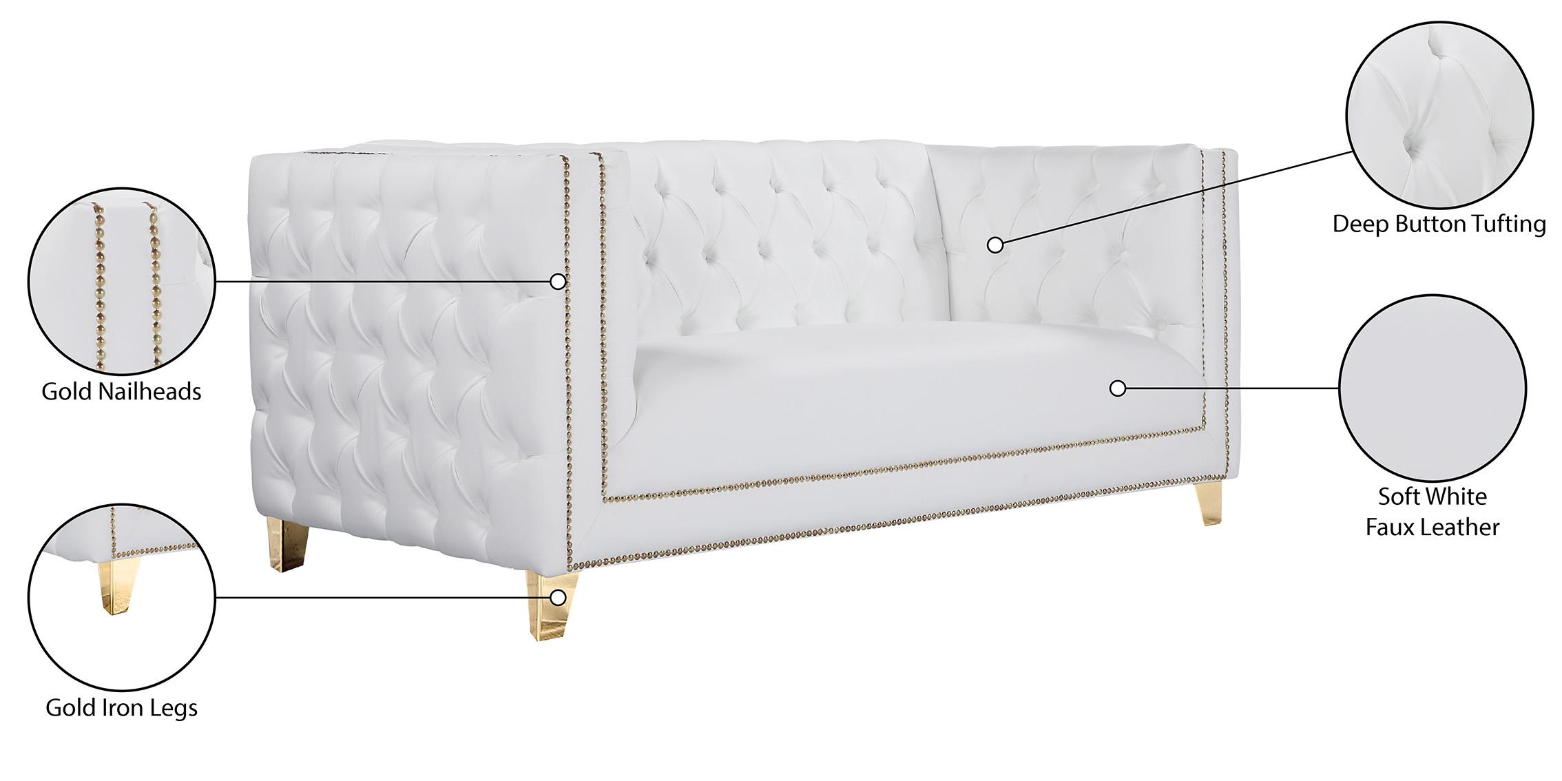 

        
Meridian Furniture MICHELLE 651White-L Loveseat White/Gold Faux Leather 753359804309

