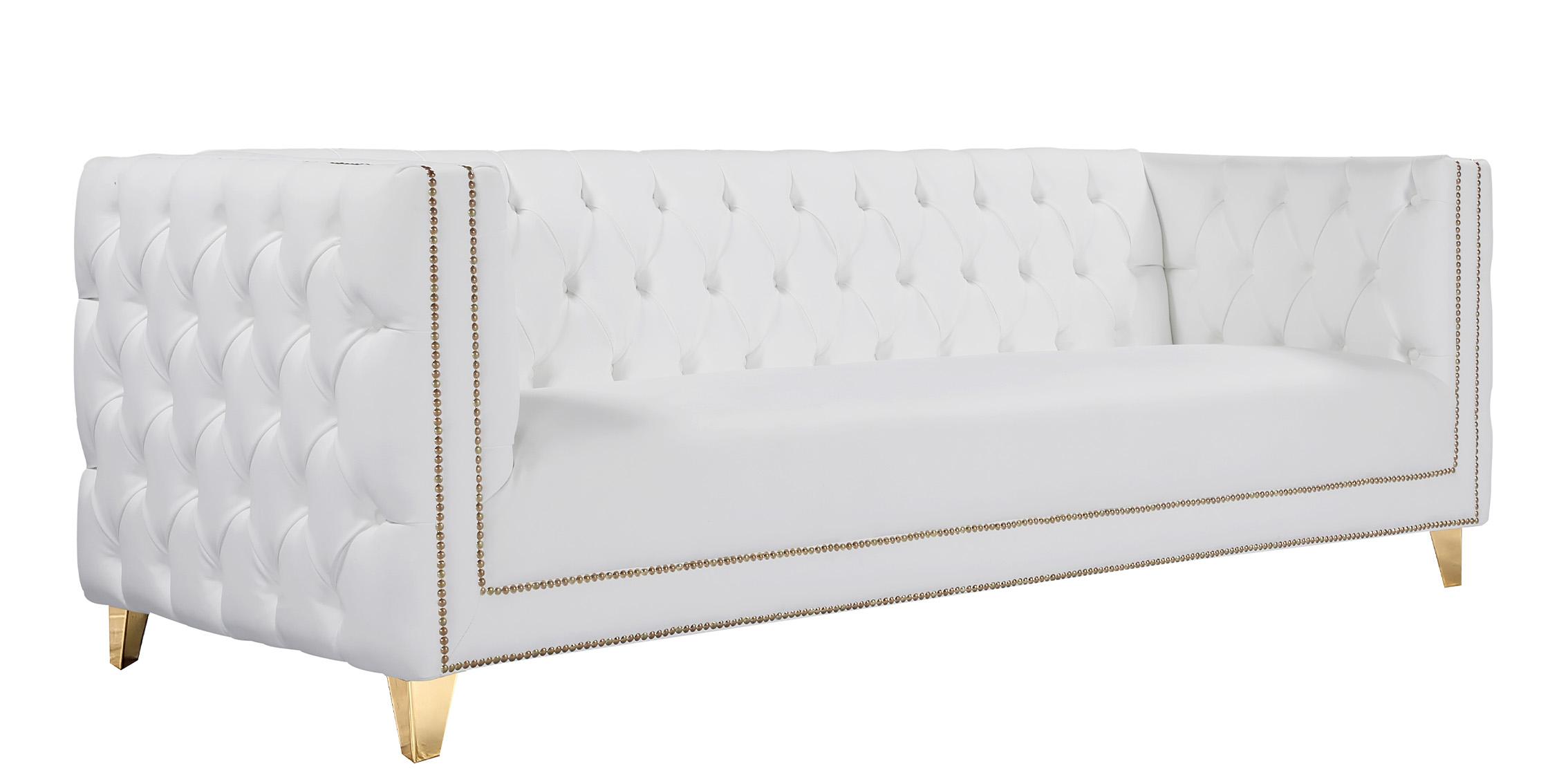 Contemporary, Modern Sofa MICHELLE 651White-S 651White-S in White, Gold Faux Leather