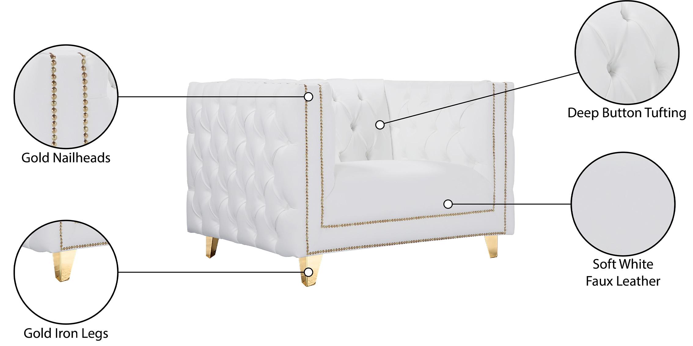 

    
Glam White Faux Leather Sofa Set 3Pcs MICHELLE 651White Meridian Contemporary
