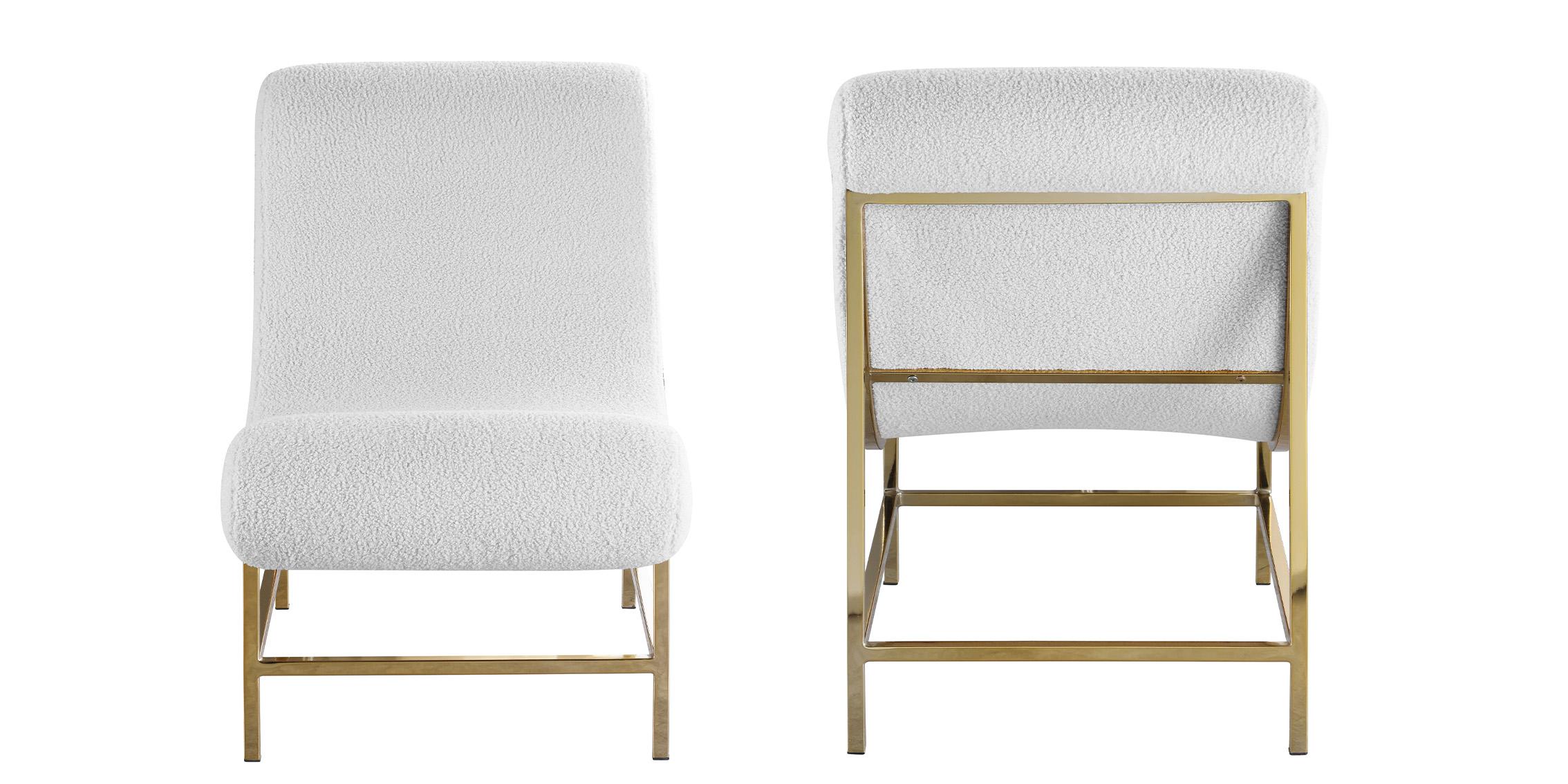 

    
Glam White Faux Sheepskin Fur Accent Chair Set 2Pcs NUBE 509Fur Meridian Modern
