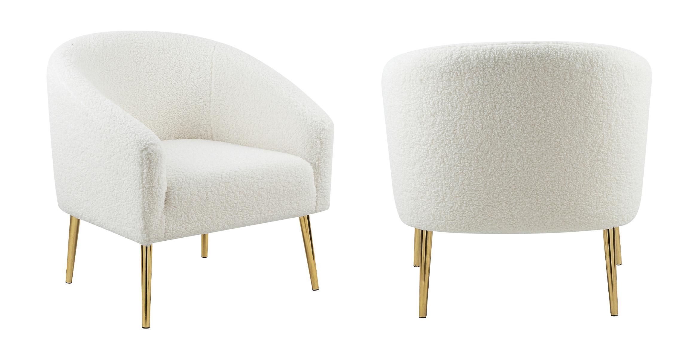 Contemporary, Modern Accent Chair Set BARLOW 505 505-Set-2 in White, Gold 