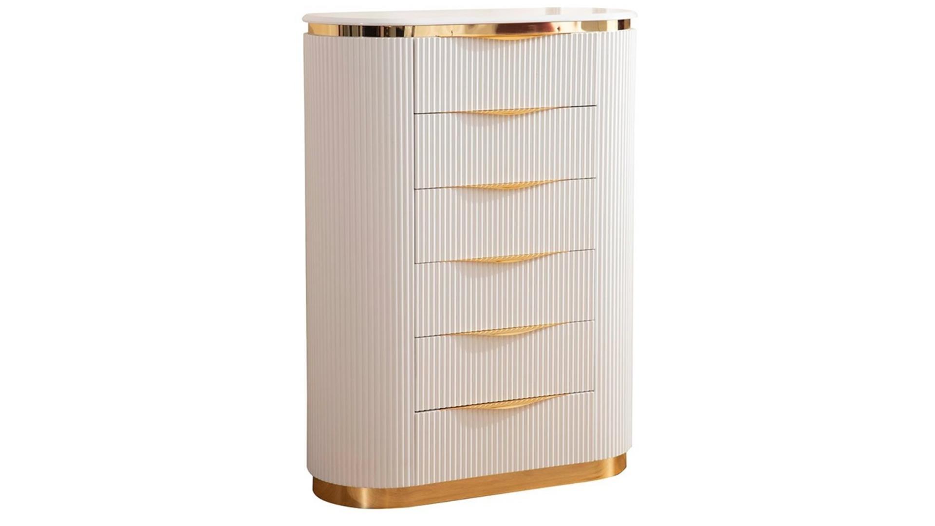 

    
Glam White & Gold 6 Drawers Chest LAURA Galaxy Home Contemporary Luxury
