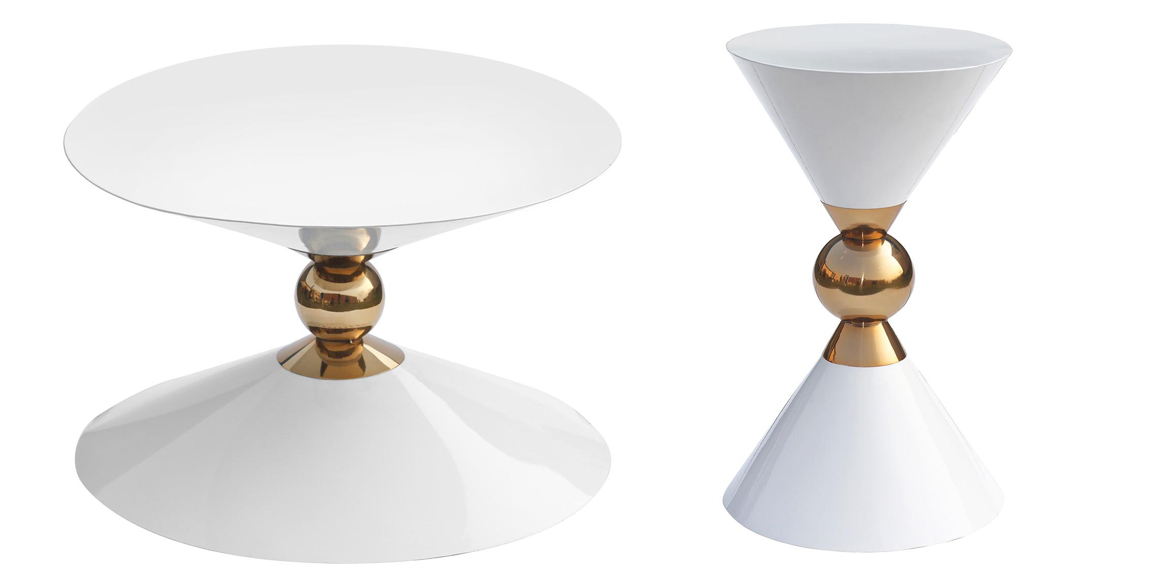 Contemporary, Modern Coffee Table Set MALIA 288 288-CT-Set-2 in White, Gold 