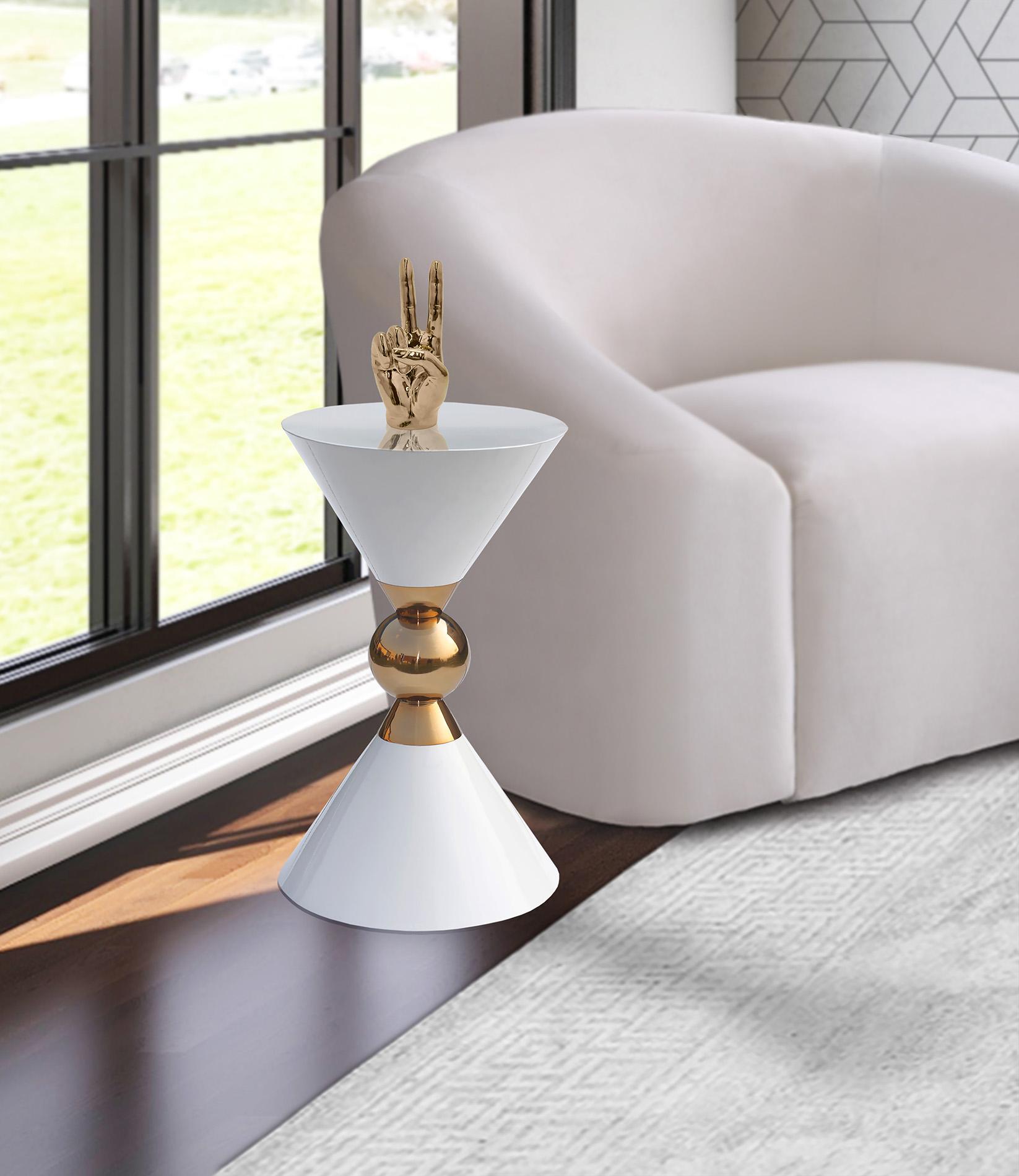 

    
 Order  Glam White & Gold Coffee Table  Set 2P MALIA 288-CT Meridian Contemporary Modern
