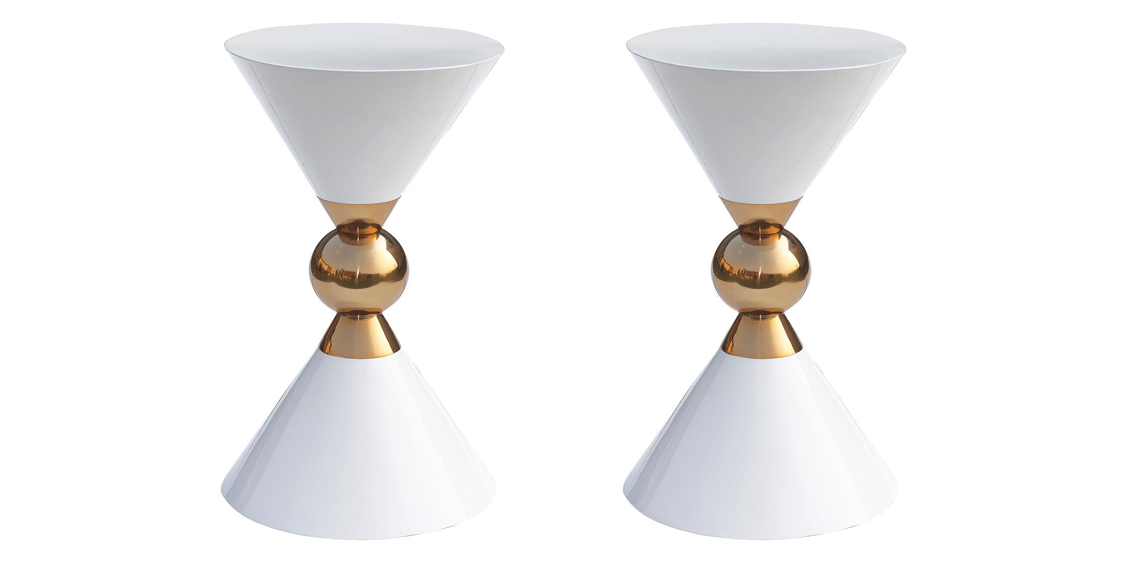 

    
Glam White & Gold End Table Set 2Pcs MALIA 288-ET Meridian Contemporary Modern
