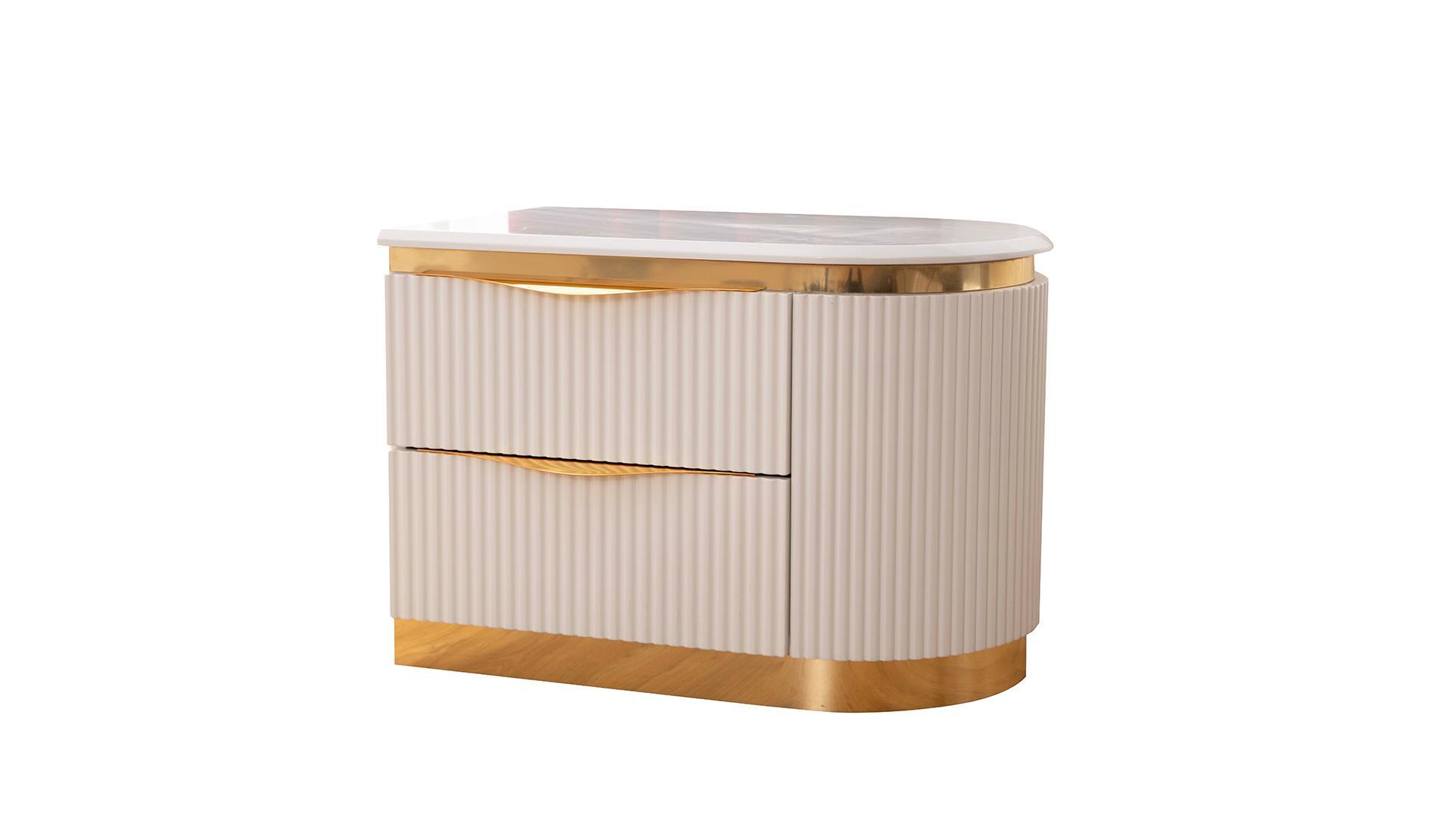 

    
LAURA-EK-2NDMC-6PC Glam White & Gold King Bed Set 6Pcs LAURA Galaxy Home Contemporary Luxury
