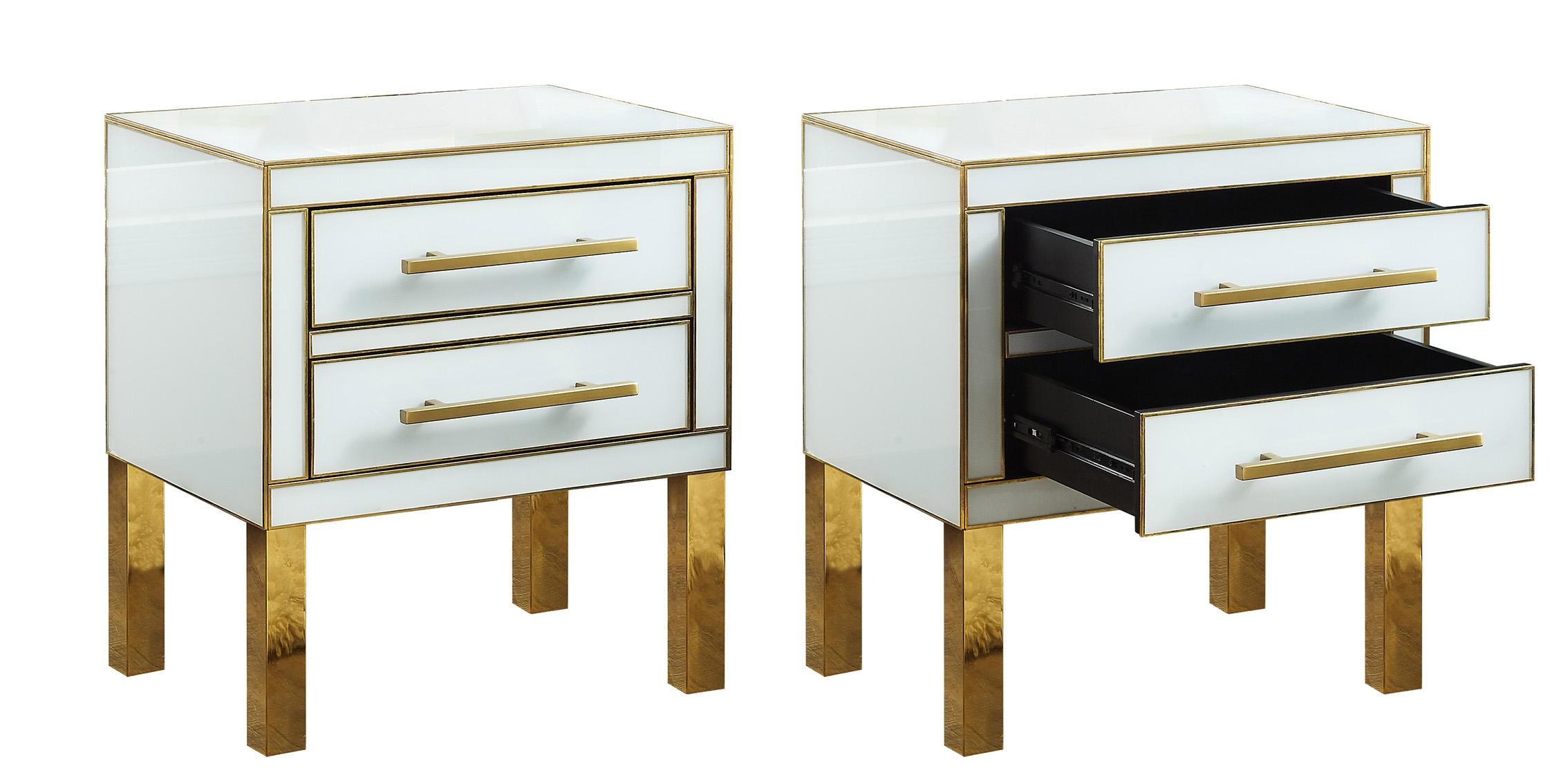 

    
Glam White & Gold Side Table Set 2 Pcs 820 GIGI Meridian Contemporary Modern

